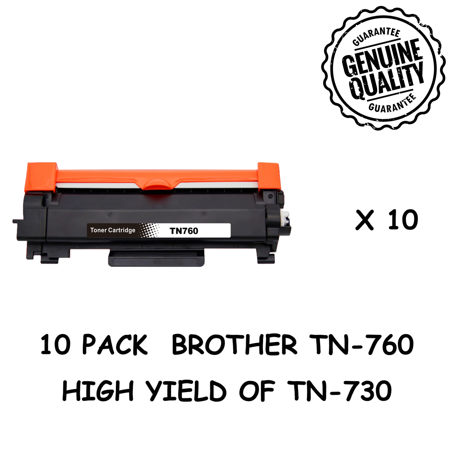 10Pack TN760 Toner Cartridge For Brother MFC-L2710DW HL-L2350DW HL-L2370DW  TN730