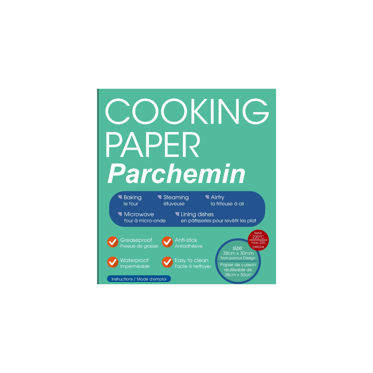 Papier parchemin précoupé SIM Cook - rectangle - 12 x 15 - 120 pièces