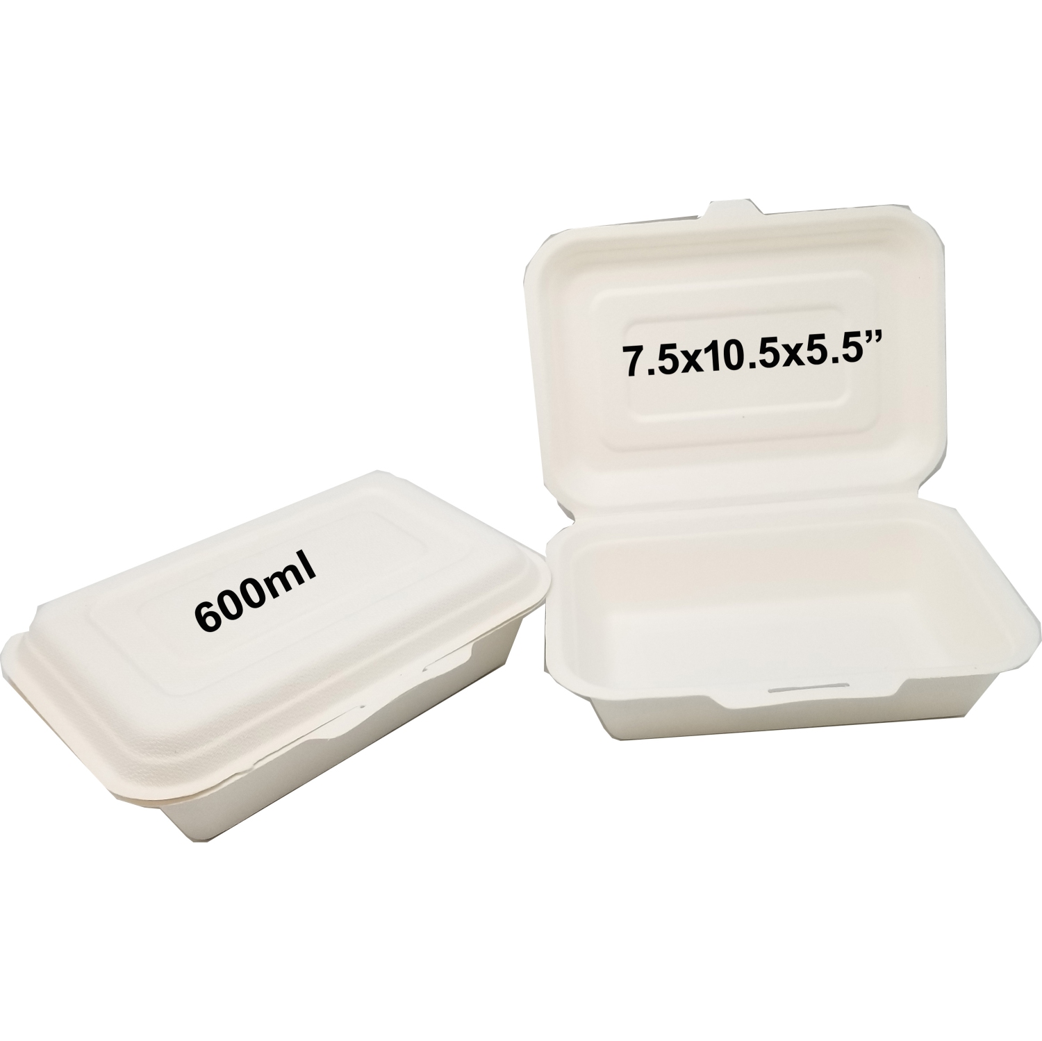 Sunwealth Rectangular Take out Box with Clamshell Lid - 600ml - 50pcs.