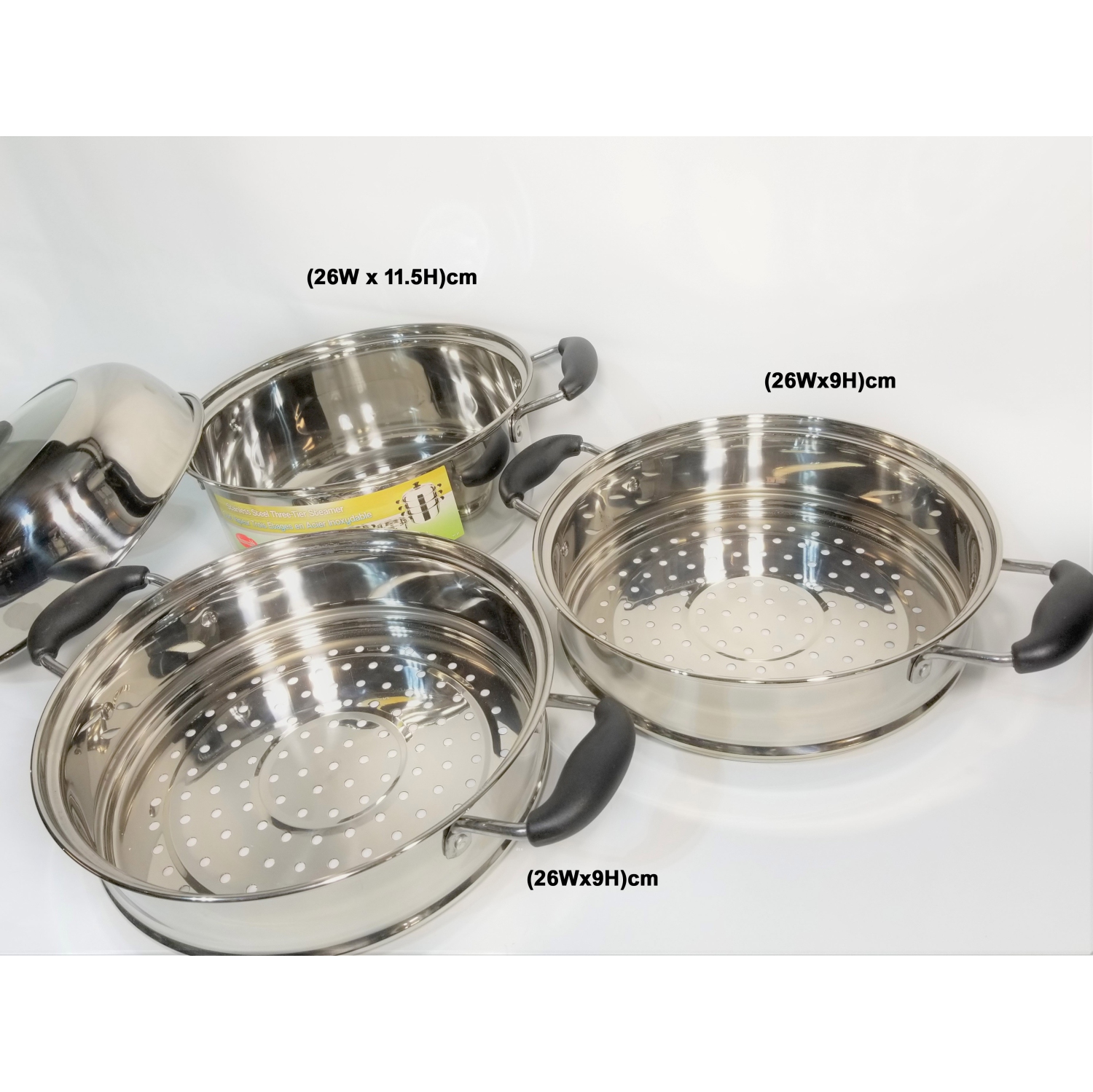 Sunwealth Étuveuse pour conserve à trois niveaux, en acier inoxydable de 26 cm de diamètre.