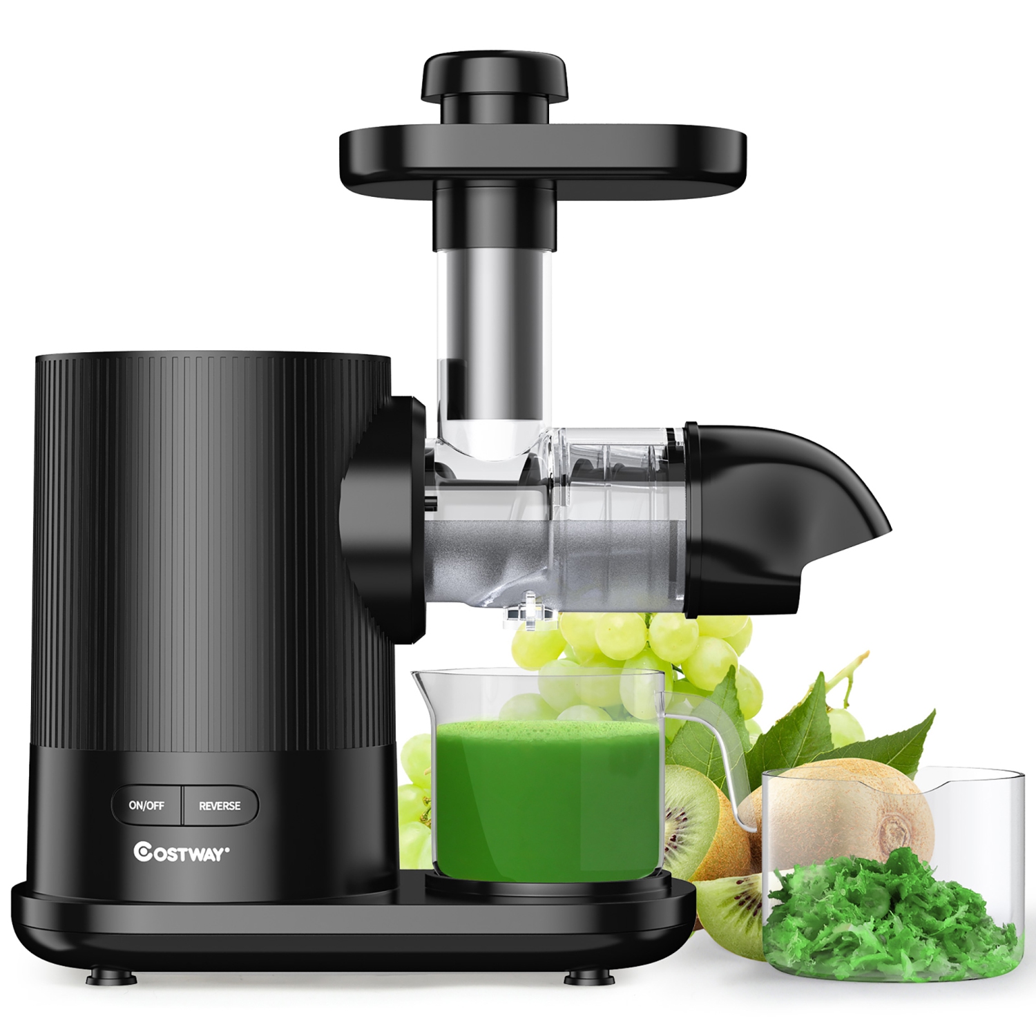 Costway Horizontal Slow Masticating Juicer Cold Press Extractor w/ Brush