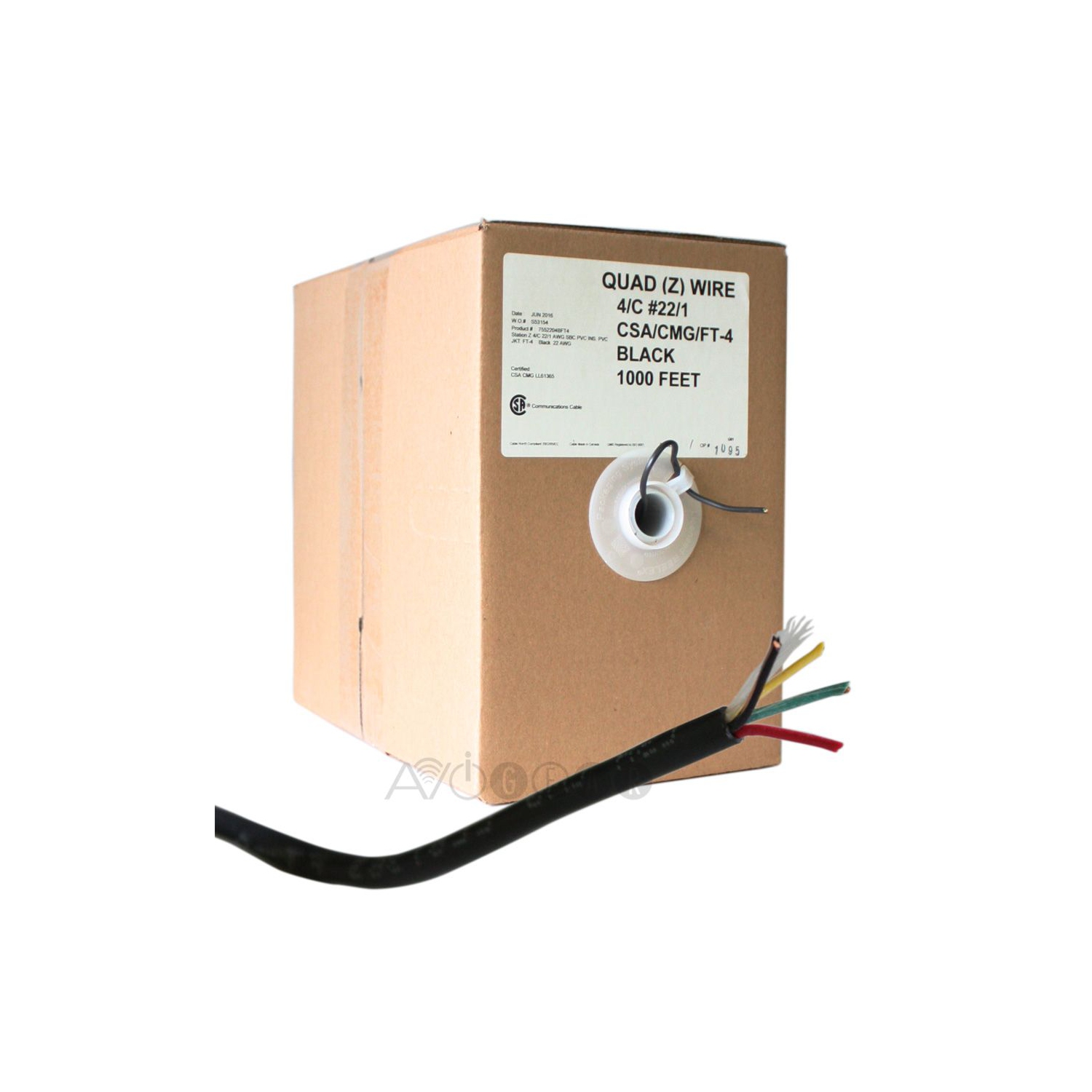 Câble d’alarme quadruple noir à 4 conducteurs calibre 22 AWG de Truarmé