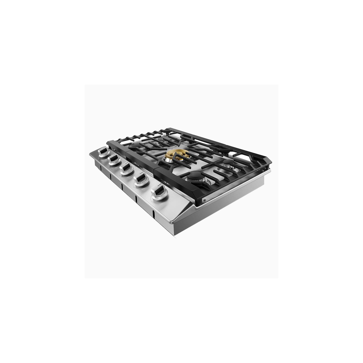 FOTILE GLS30501 30” Stainless Steel 5-Burner Gas Cooktop, Tri-Ring 21,000 BTUs Center Burner with Flame Failure Protection Removable Grates and