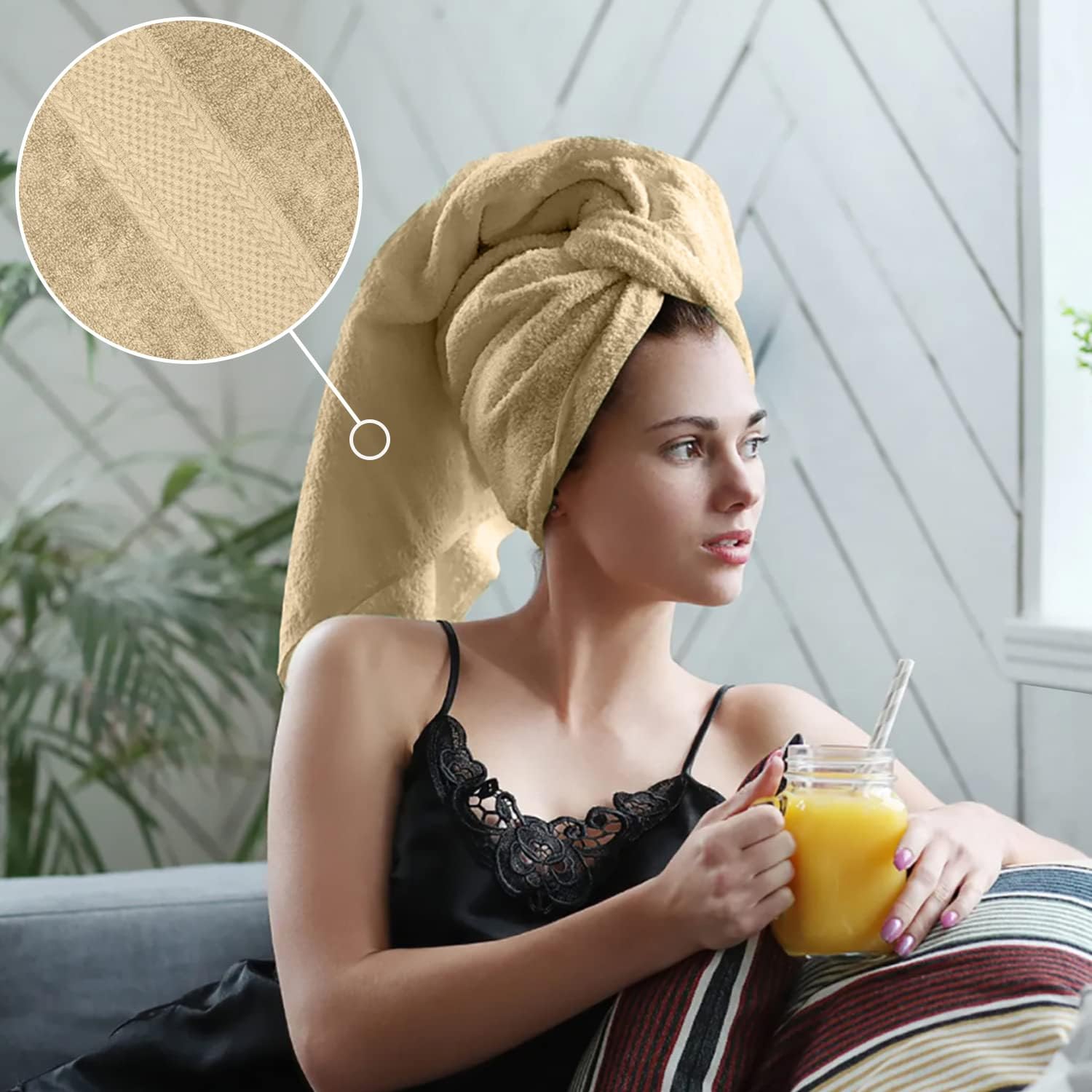 Canadian Linen Luxury Beige Bath Towel Set, 4 Pieces Bathroom Towels 27"x54" Soft Absorbent 600 GSM Turkish Cotton Towel Quick Dry Hair Towels Fade