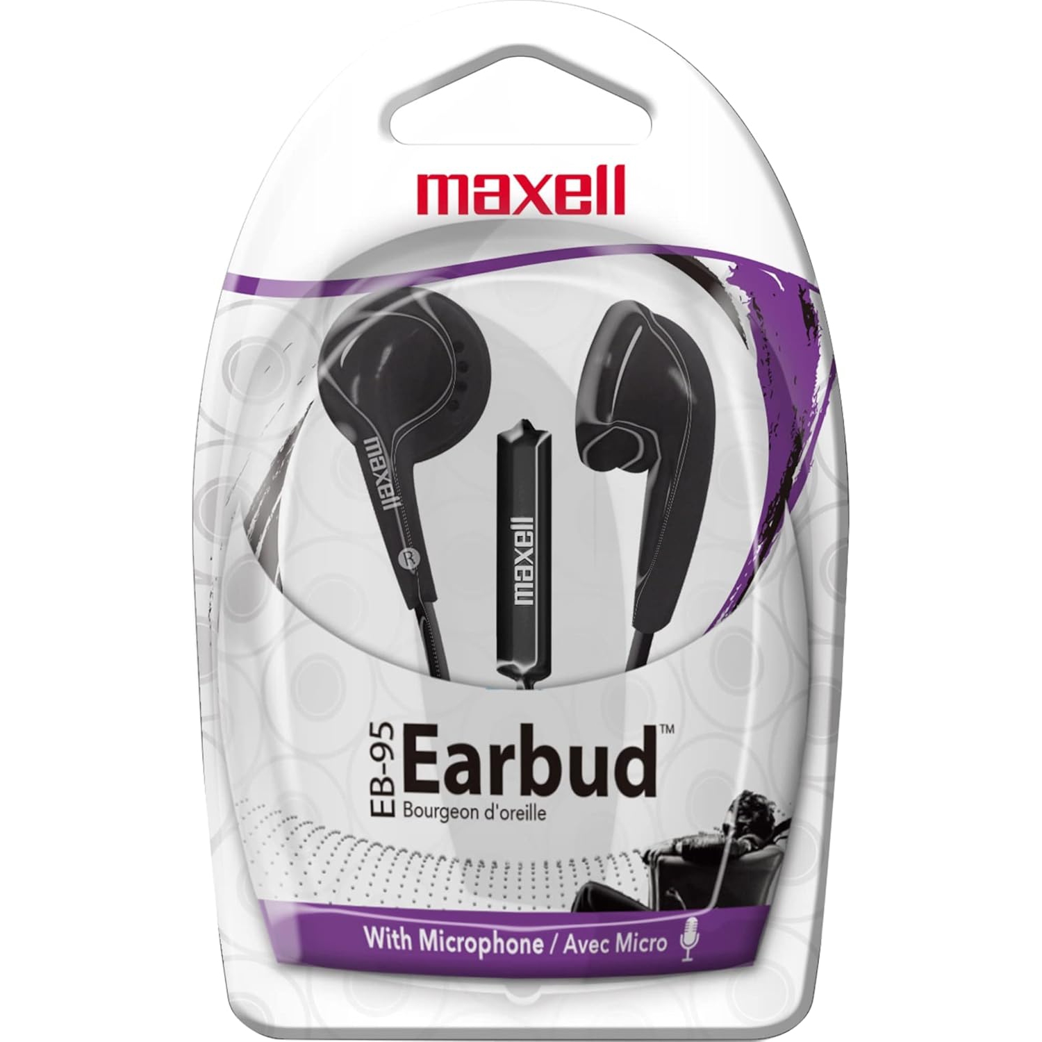 Maxell EB-95 Stereo Earbud with Mic - Black -