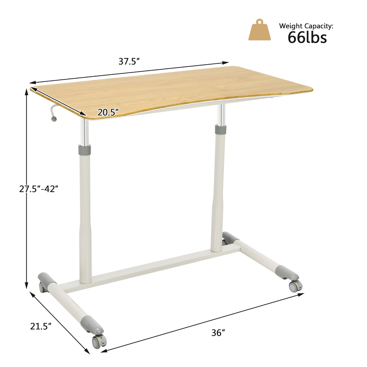 Goplus Height Adjustable Computer Desk Sit Stand Rolling Notebook Table