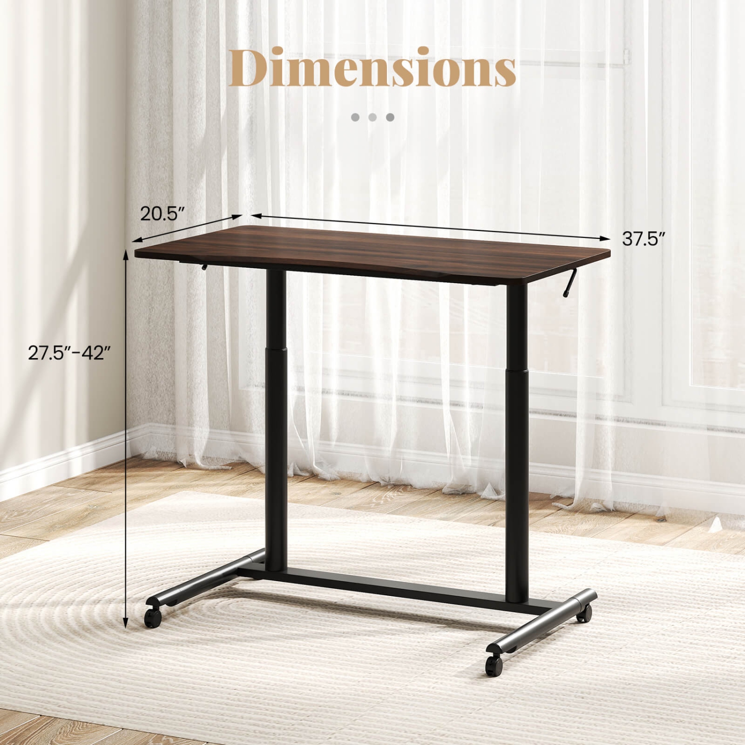 Goplus Height Adjustable Computer Desk Sit Stand Rolling Notebook Table