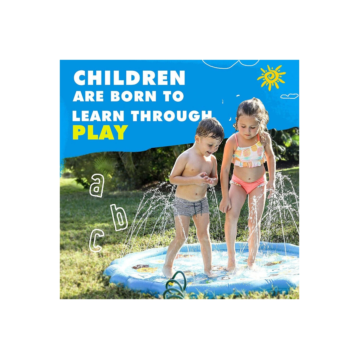 ISTAR Splash Pad Sprinkler For Kids And Wading Pool For Learning Children’s Sprinkler Pool Inflatable Water Toys “From A To Z” Outdoor Swimming Pool