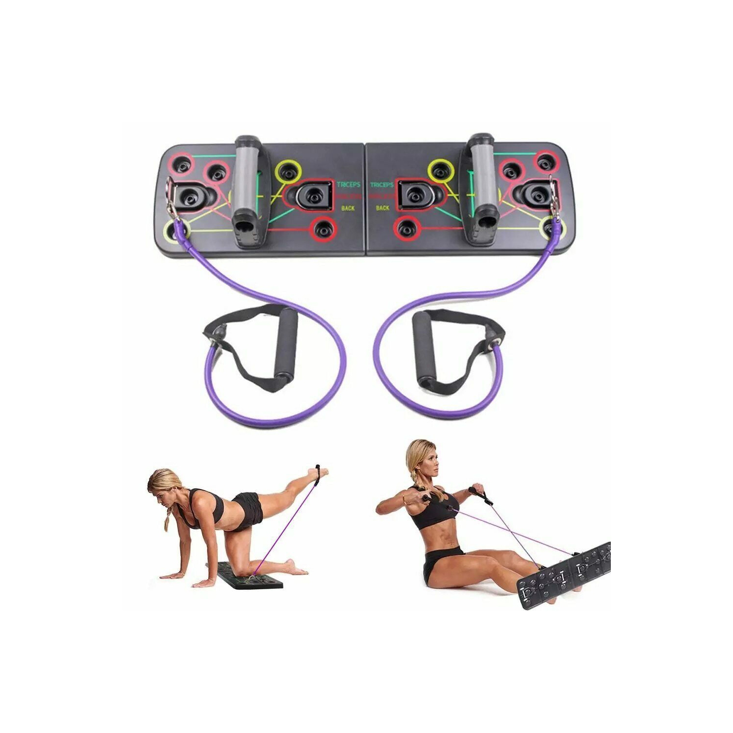 Système multifonction 10-en-1 avec planche à pousser ISTAR, barre d’entraînement pliable pour l’entraînement musculaire, appareil de mise en forme à