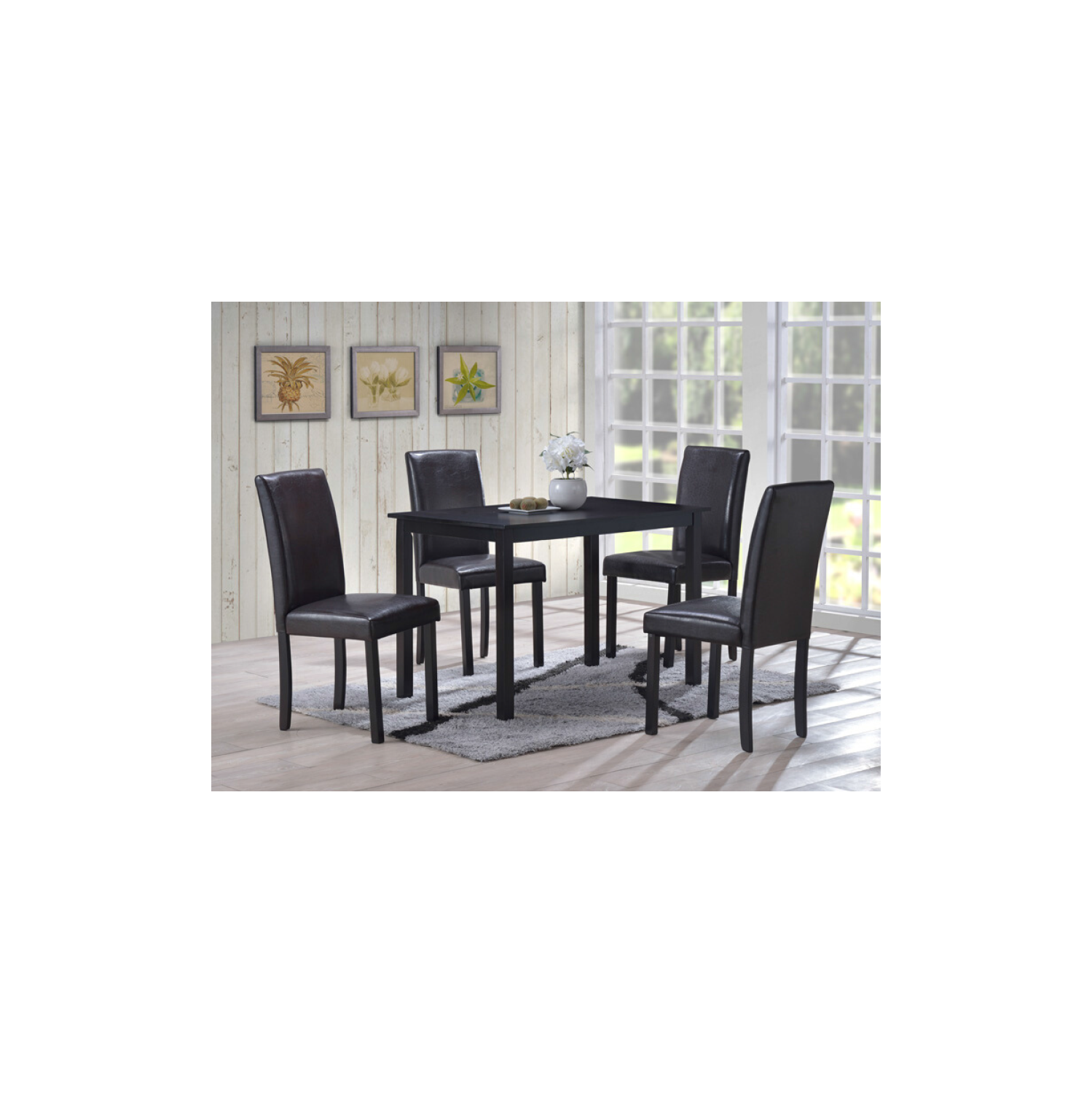 Aerys Luna 5 Piece Dining Table Set, Espresso