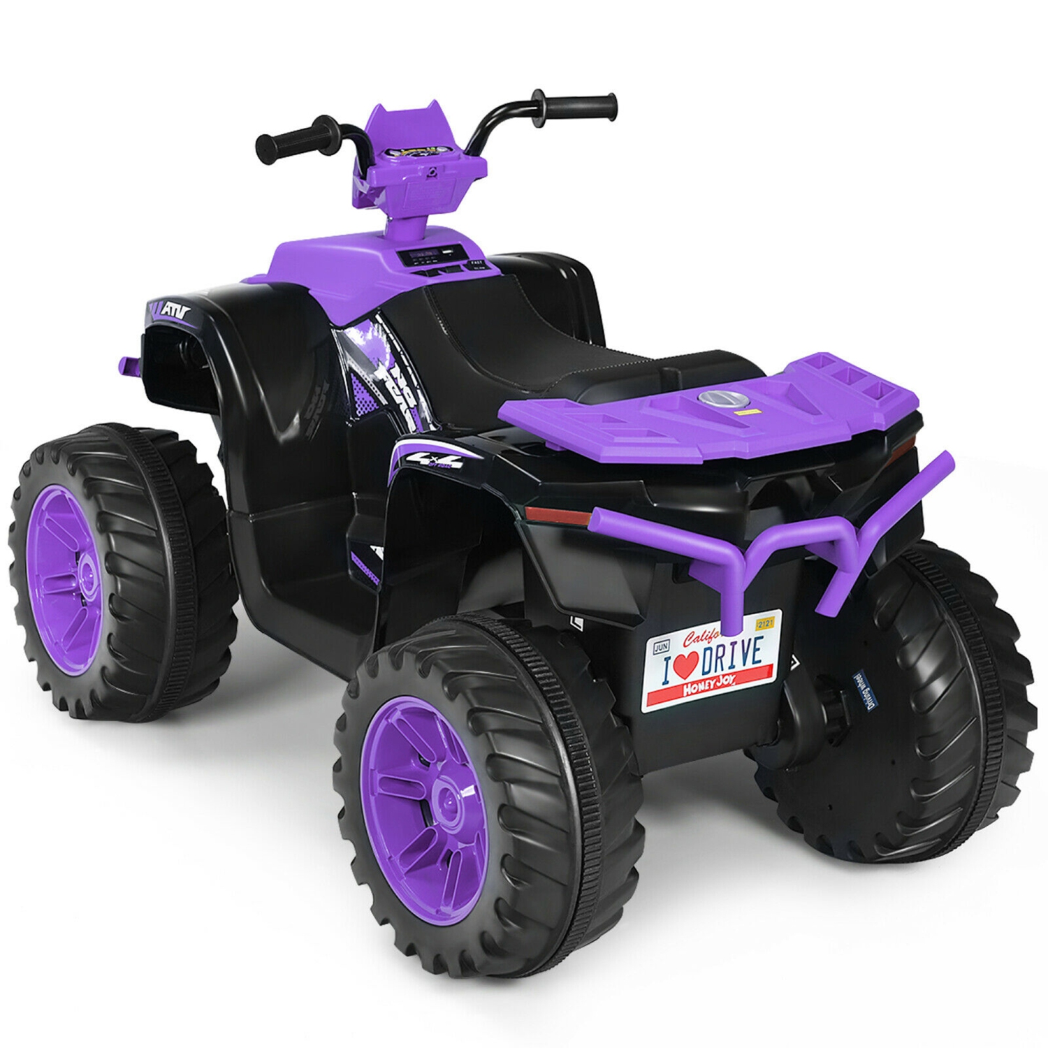 Gymax 12V Electric Kids Ride On Car ATV 4-Wheeler Quad w/ Music LED Light Purple