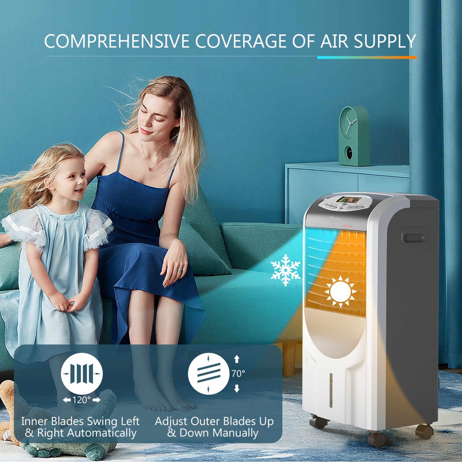 Humidificateur-refroidisseur d’air par évaporation portatif de Gymax