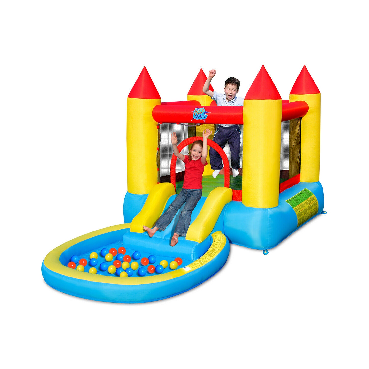 Gymax Inflatable Bounce House Kids Slide Jumping Castle Bouncer w/Pool and 480W Blower