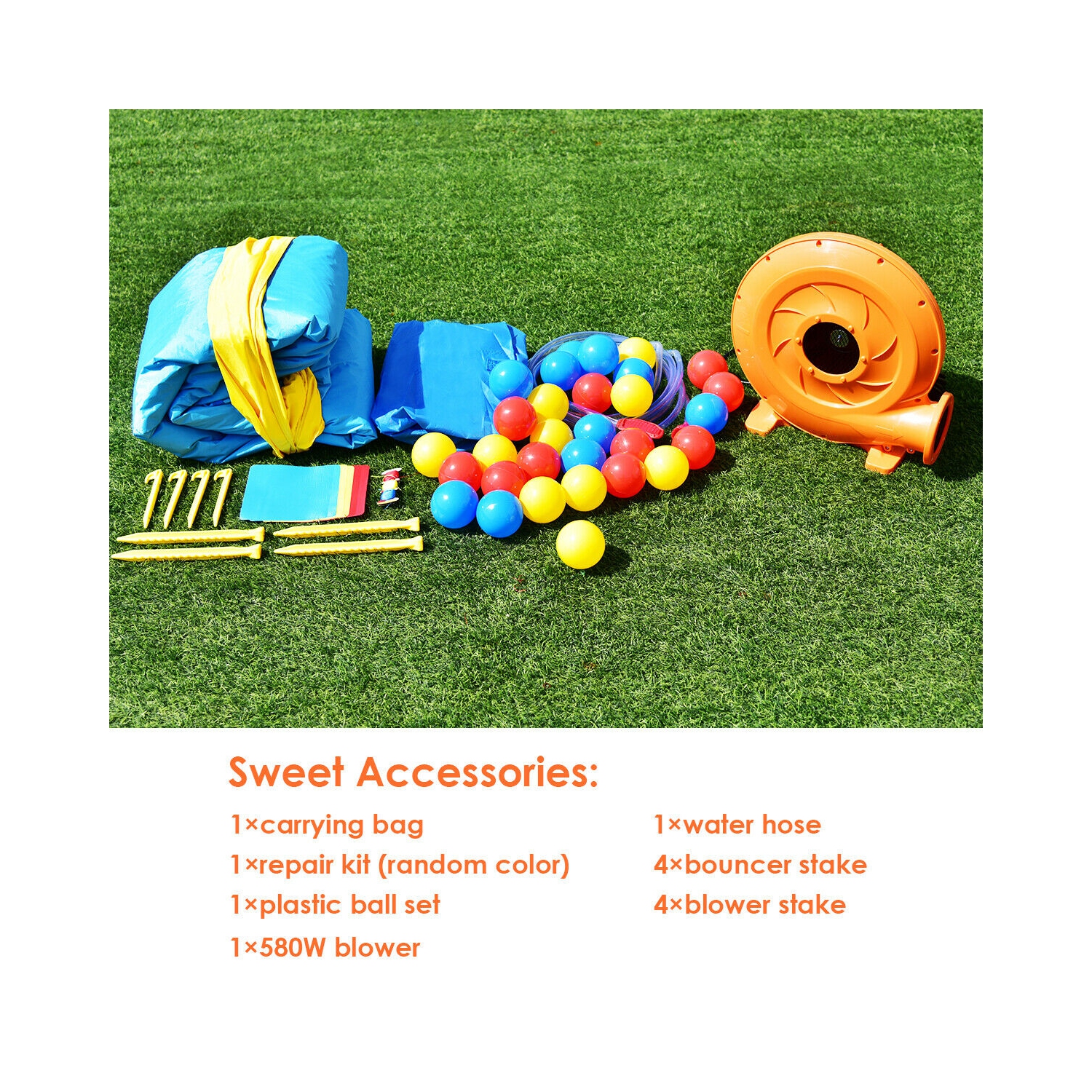 Gymax Inflatable Bounce House Kids Slide Jumping Castle Bouncer w/Pool and 480W Blower