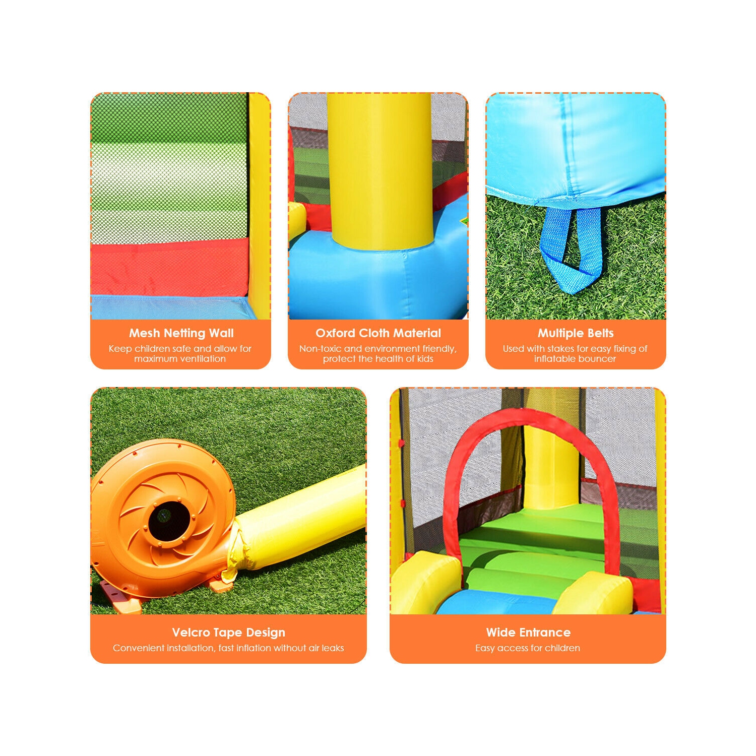 Gymax Inflatable Bounce House Kids Slide Jumping Castle Bouncer w/Pool and 480W Blower