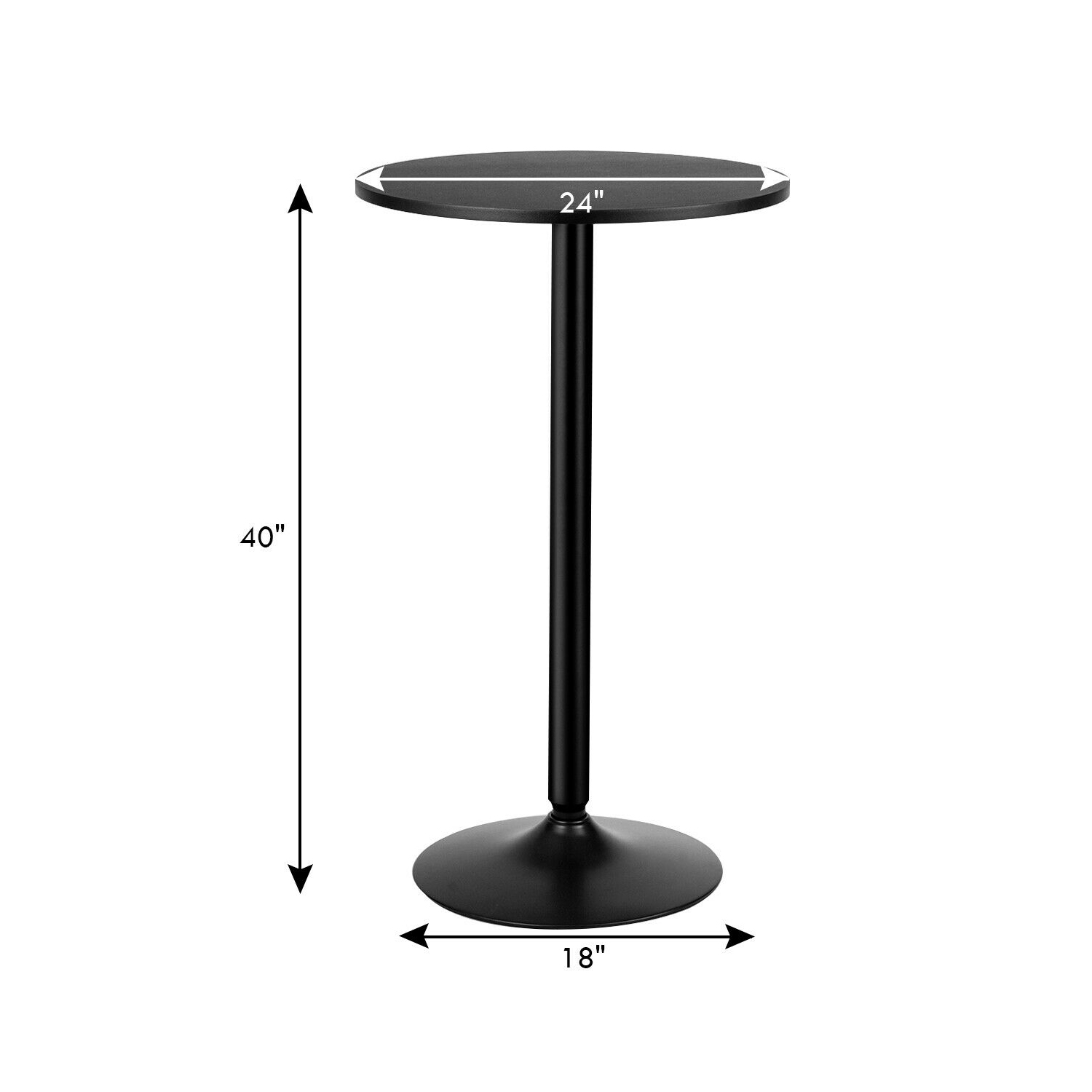 Gymax Set of 2 Round Pub Table 24" Bistro Bar Height Cocktail Table w/Metal Base Black