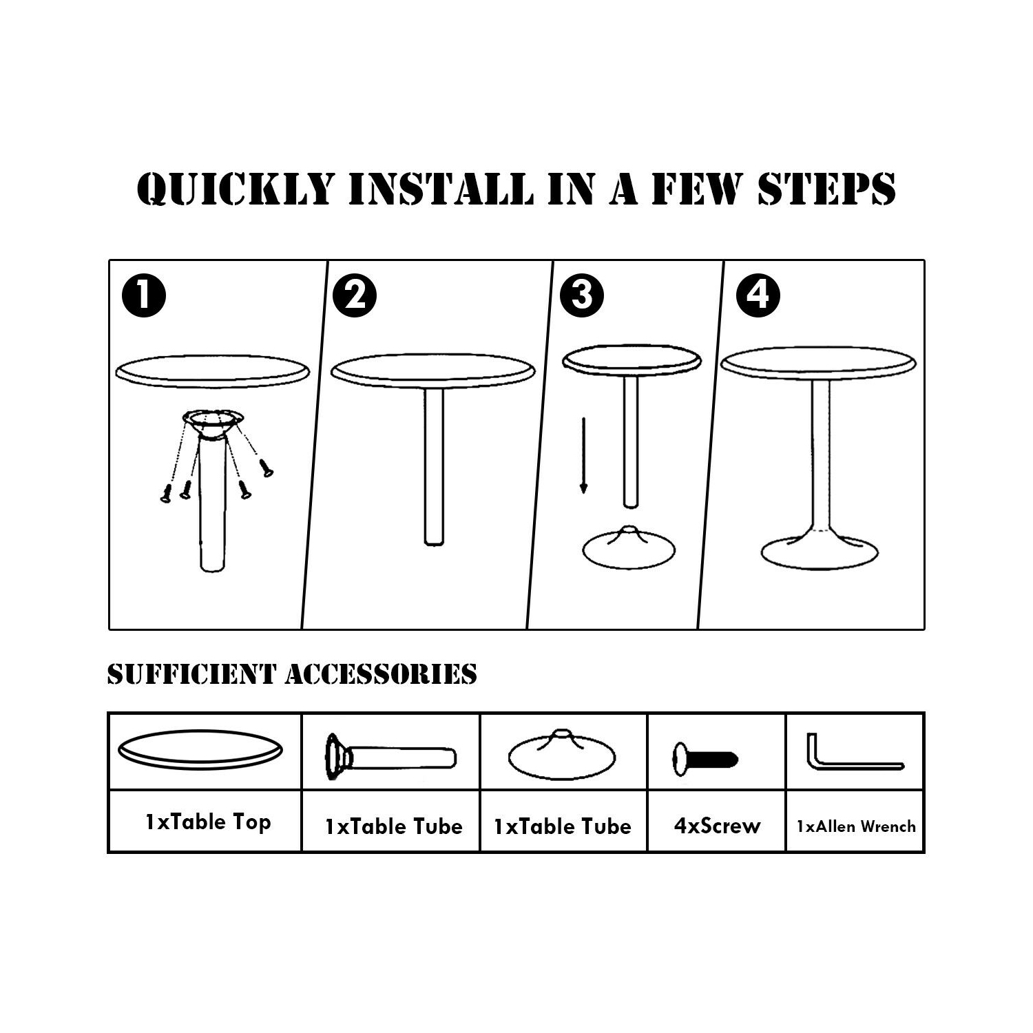 Gymax Set of 2 Round Pub Table 24" Bistro Bar Height Cocktail Table w/Metal Base Black