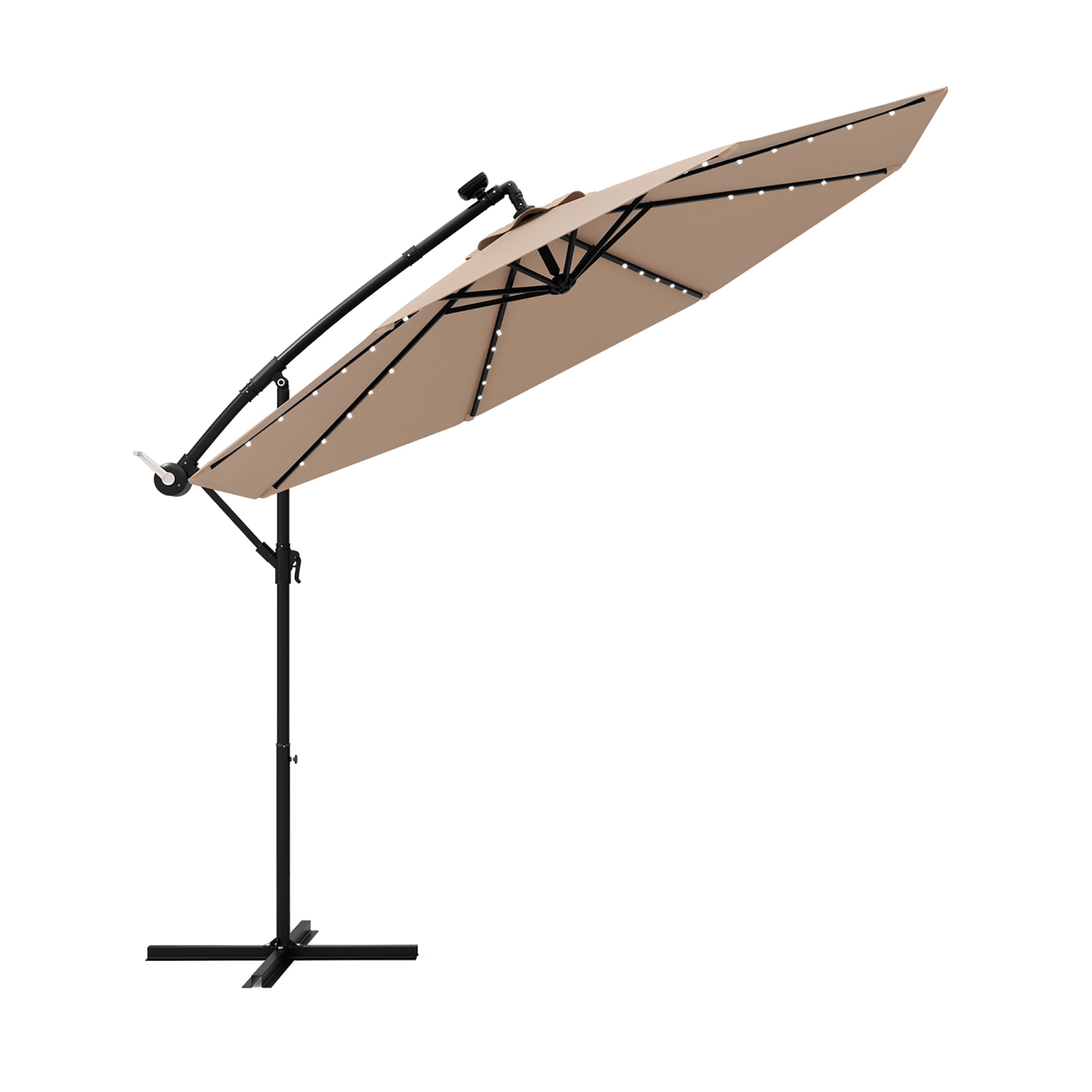 Gymax 10ft Solar Patio Umbrella Outdoor Offset Hanging Umbrella w/ 40 LED Lights