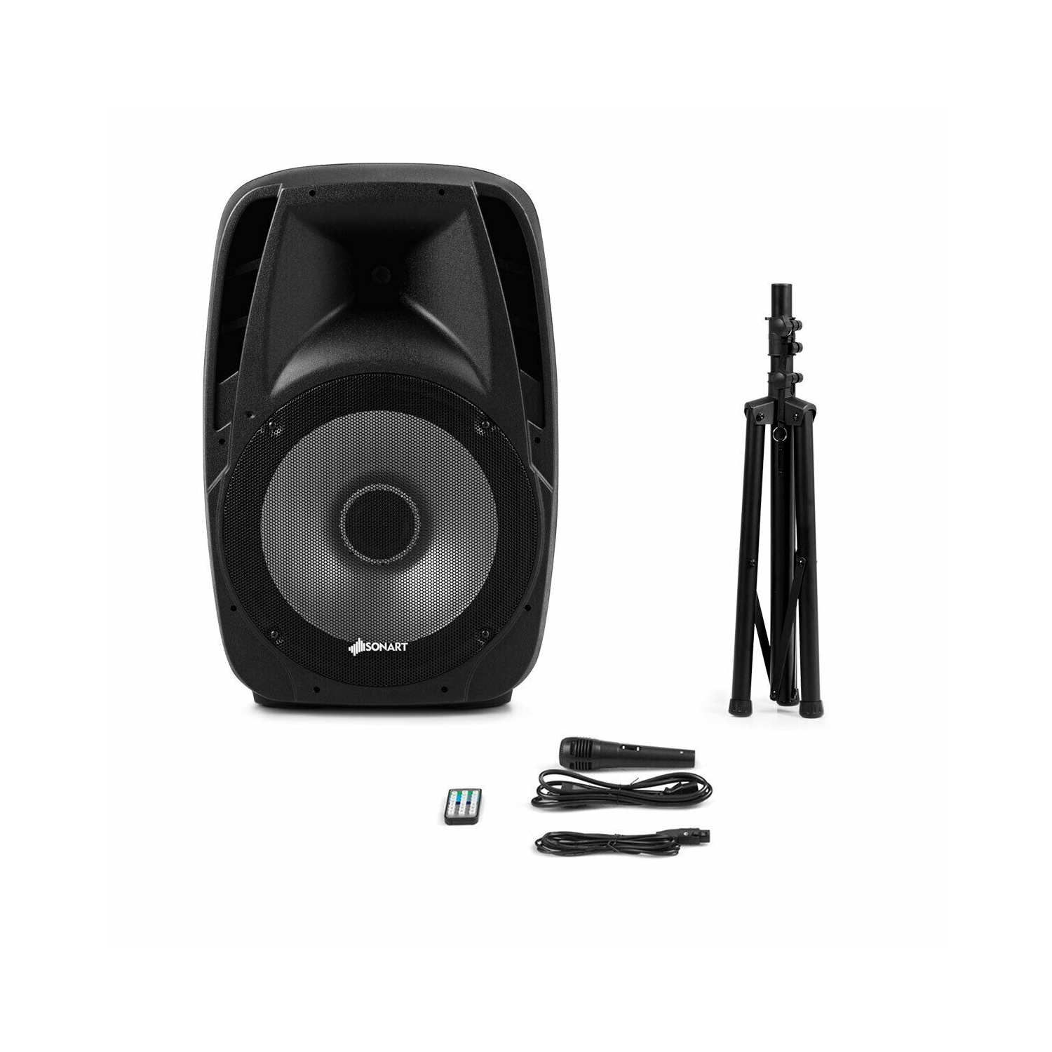 Gymax Portable 15'' 1500W 2-way Powered Speaker Stand w/ Illuminating Light