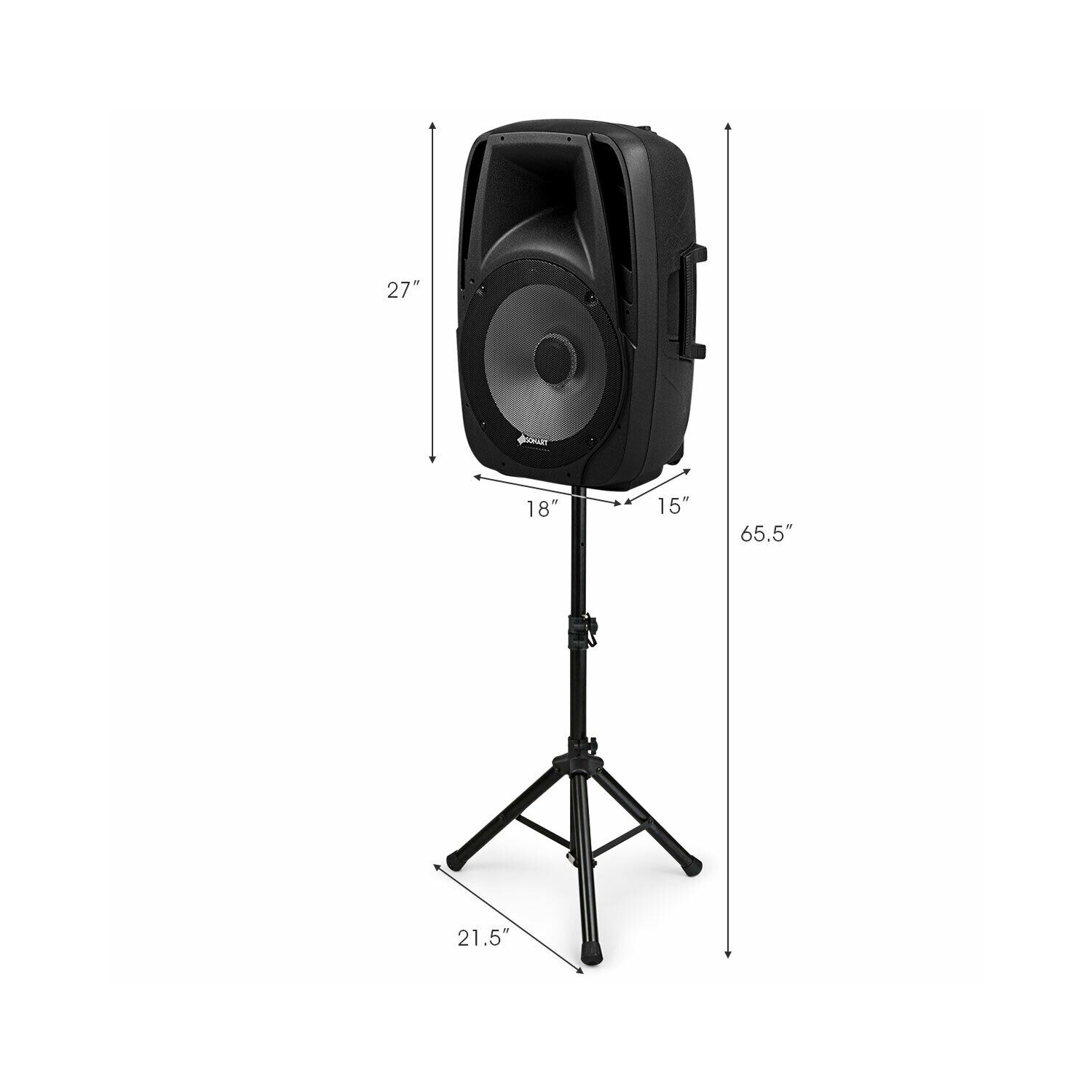 Gymax Portable 15'' 1500W 2-way Powered Speaker Stand w/ Illuminating Light