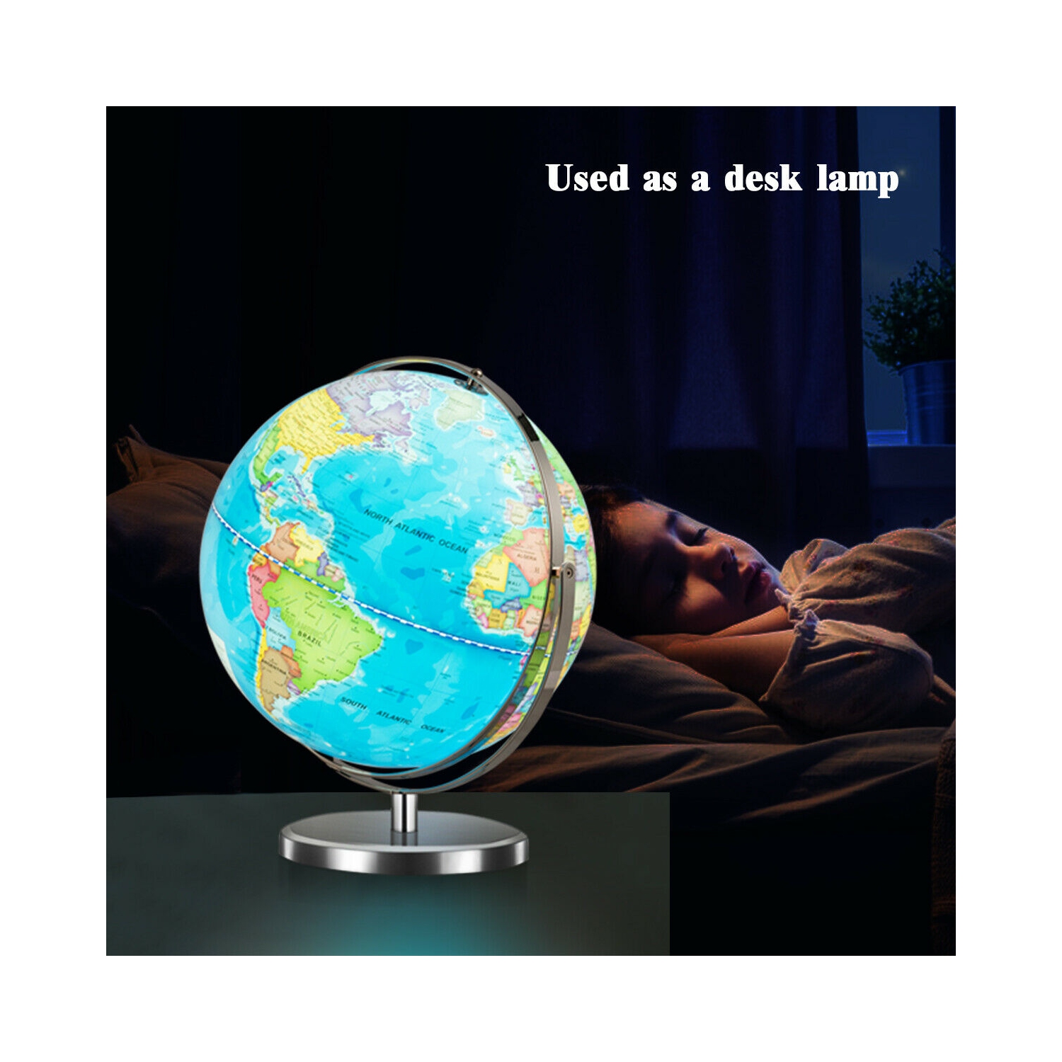 Gymax 13 Illuminated World Globe 720 Degree Rotating Education Cartography  Map W/ LED