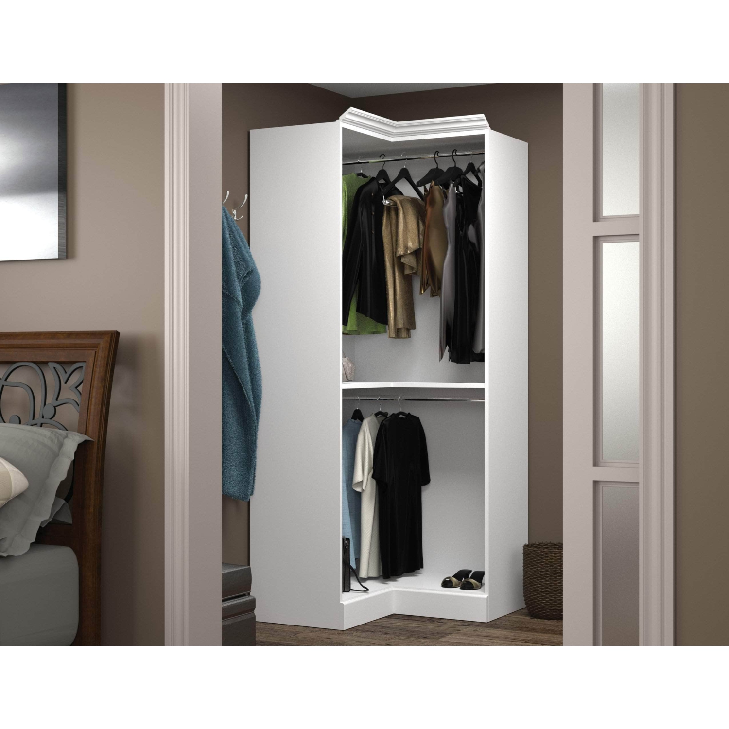 Versatile 36” Corner Closet Organizer - White