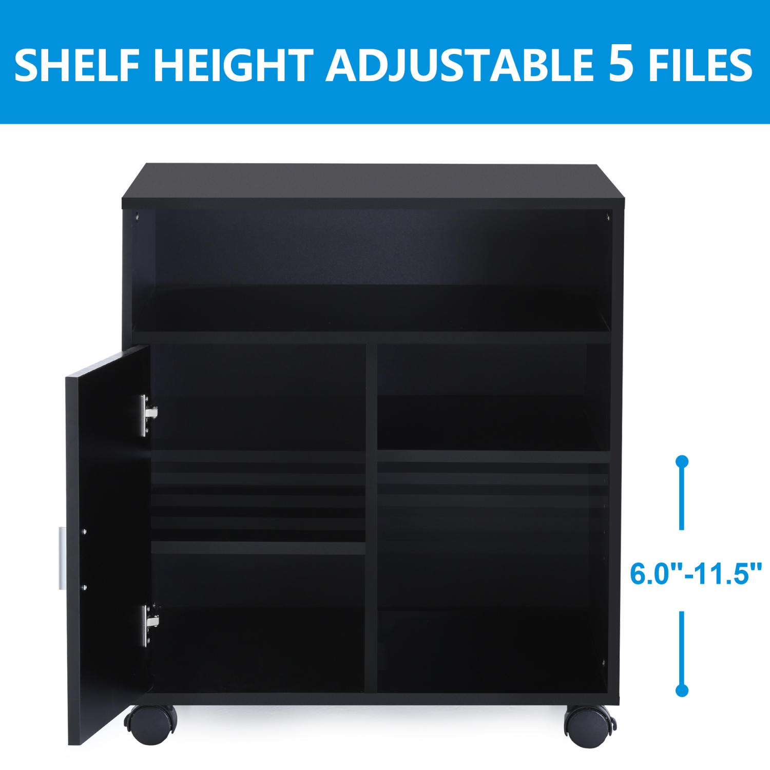 FITUEYES – Support pour imprimante avec rangement sur roulettes pour chariot mobile en bois noir PS406001WB