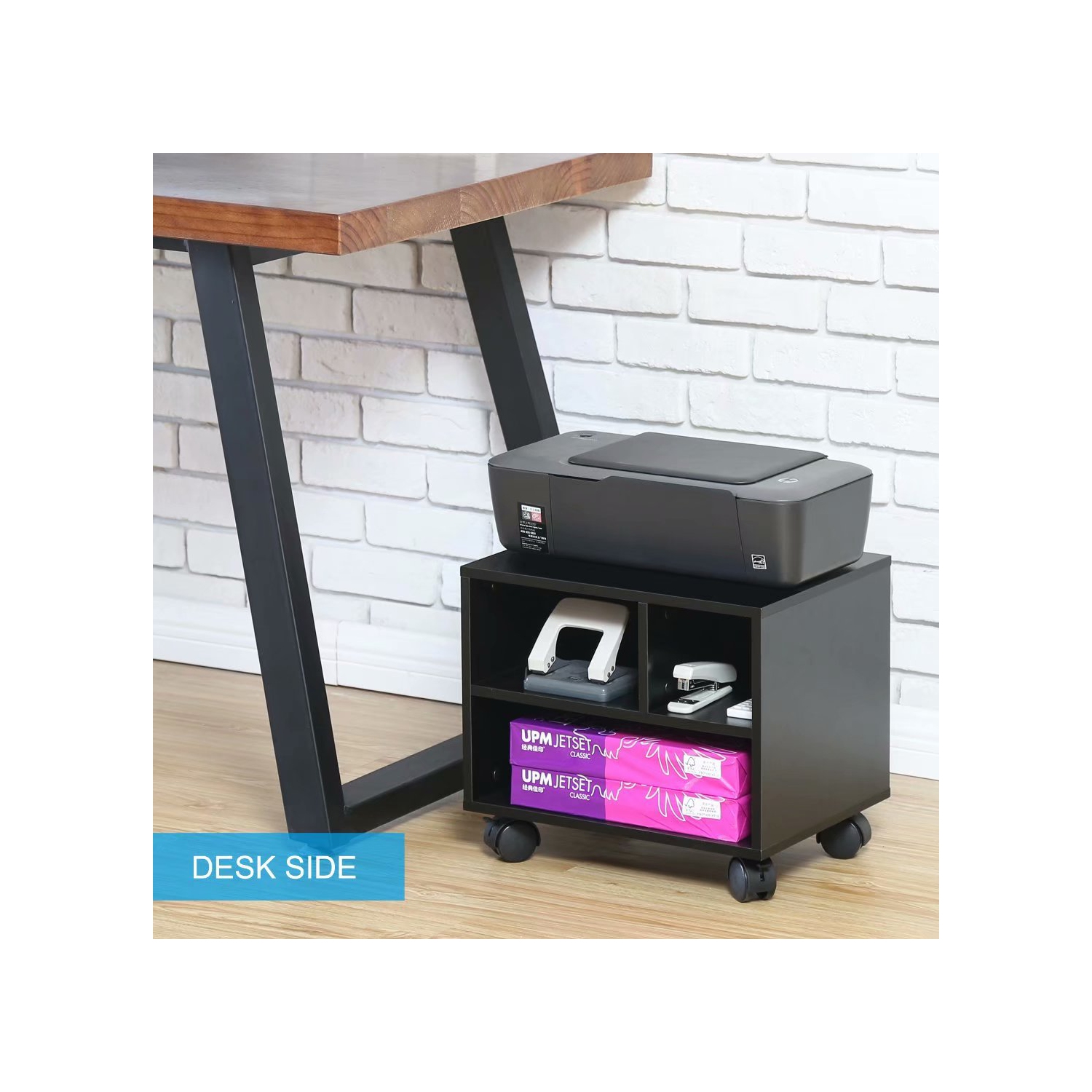 FITUEYES Mobile Printer Stand Under Desk Machine Work Modern File Cabinet Cart with Wheels, PS304003WB