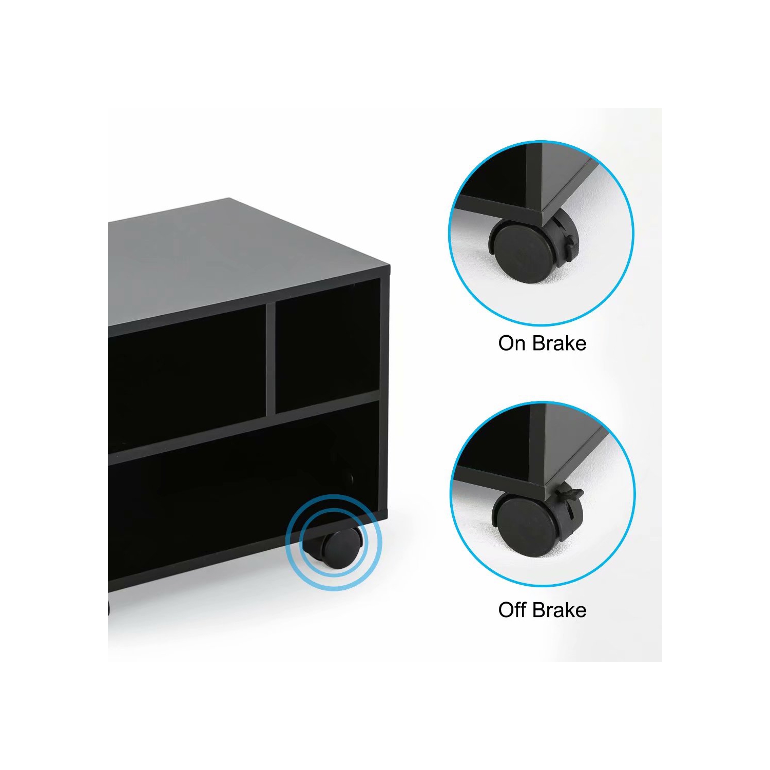 FITUEYES Mobile Printer Stand Under Desk Machine Work Modern File Cabinet Cart with Wheels, PS304003WB