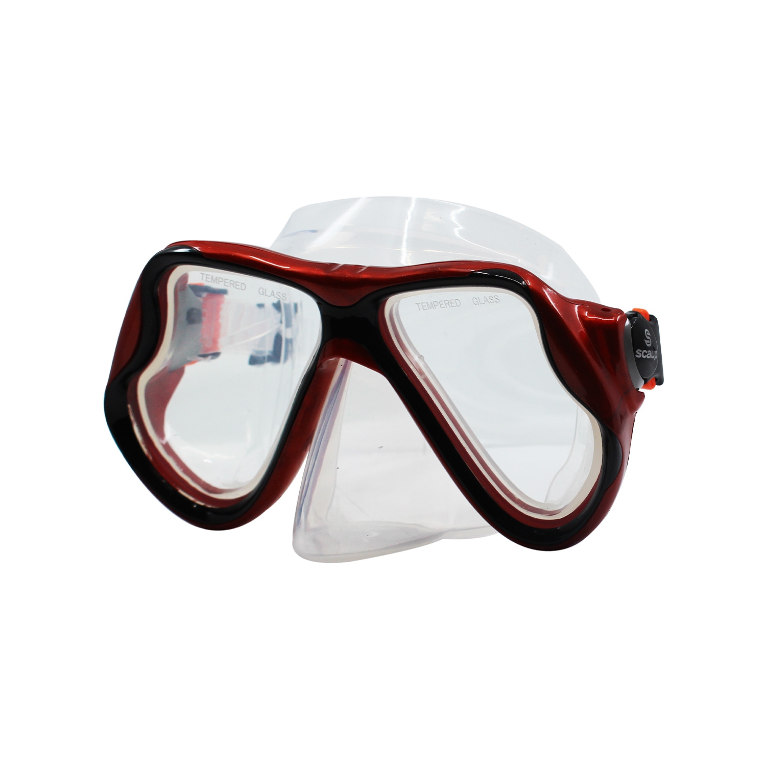SCAUP SPECTRA Pro Diving Mask - Snorkeling and Freediving Goggles with Tempered Glass Lenses for Adults, Red
