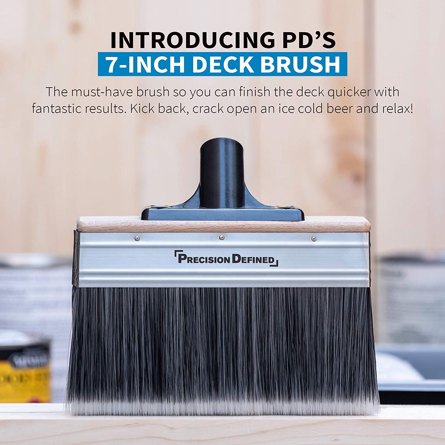Precision Defined Deck Stain Brush | Large 7-Inch Deck Brush for Paints, Stains and Sealers