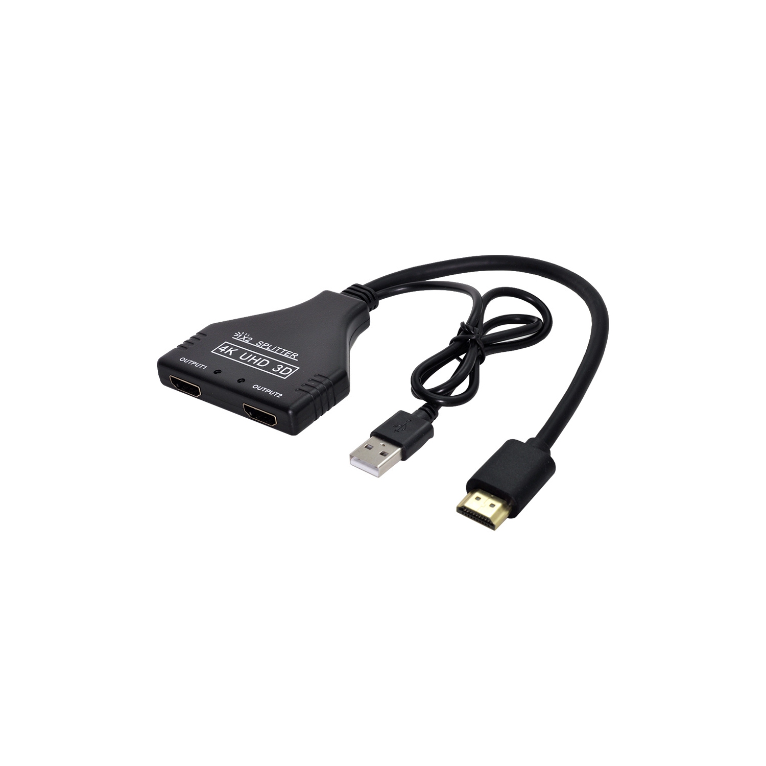 4K HDMI Splitter 1 in 2 Out with Power USB Cable for Monitor Support 3D Full HD - axGear