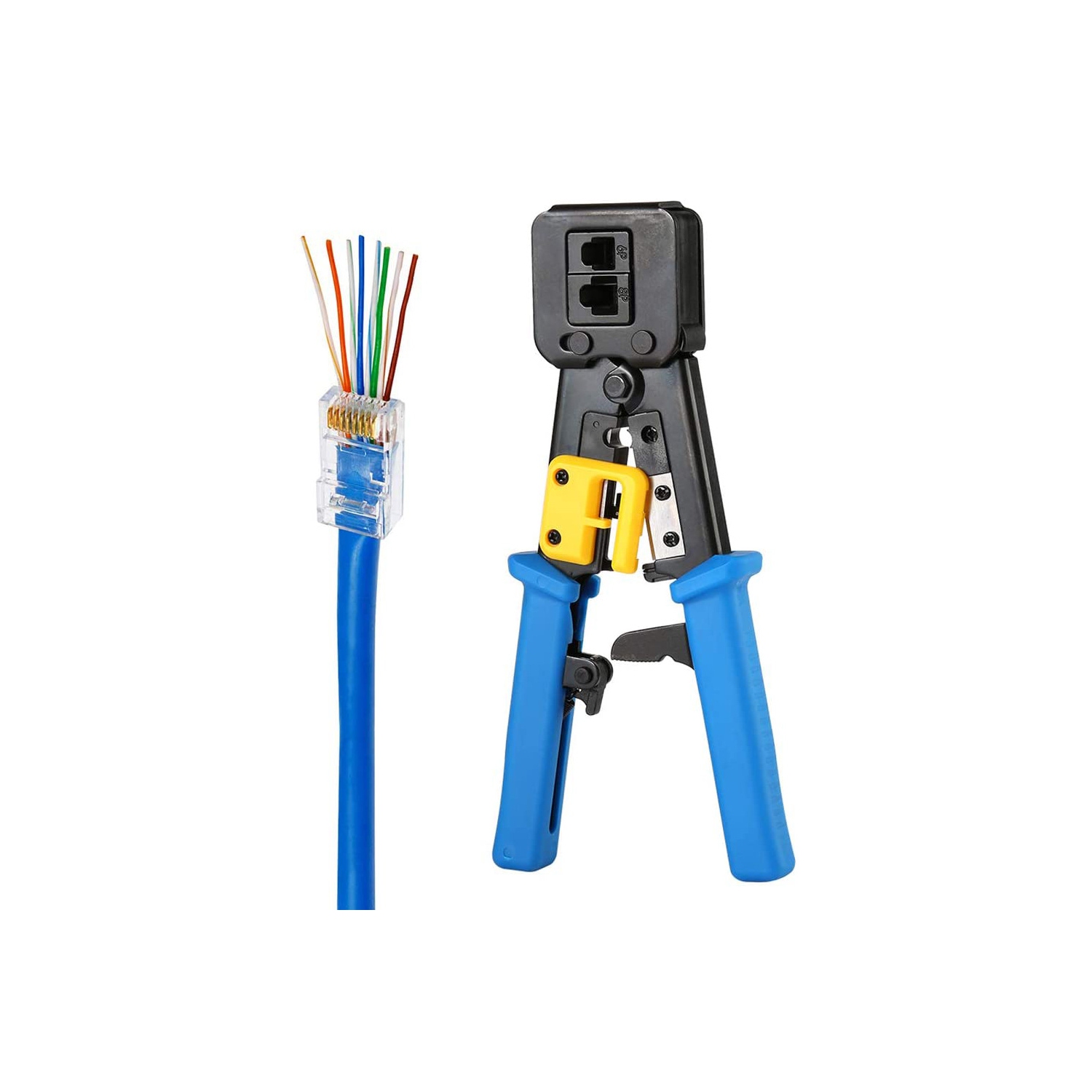 RJ45 Crimp Tool Pass Through Cat5 Cat5e Cat6 Crimping Tool for RJ45/RJ12 Regular - axGear