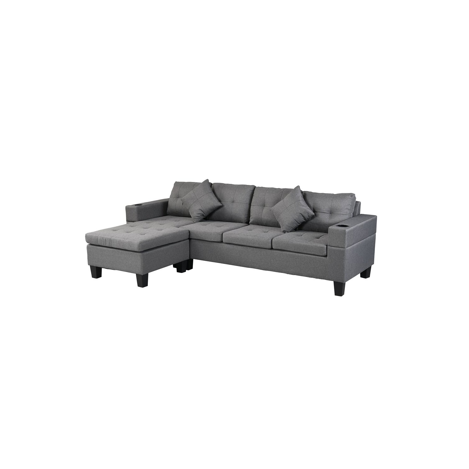Aerys Reversible Upholstered L-Shaped Sofa Couch for Living Room, Sectional Couch