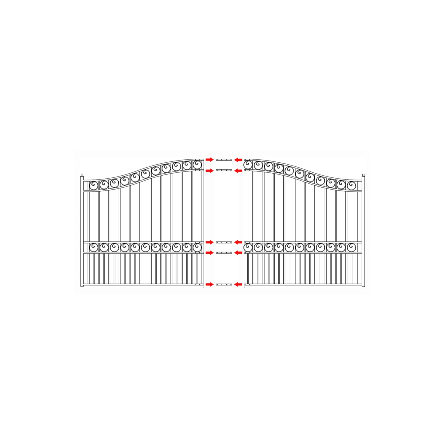 ALEKO DG14PARSSLPED Paris Style Single Slide Steel Driveway Gate 14' with Pedestrian Gate