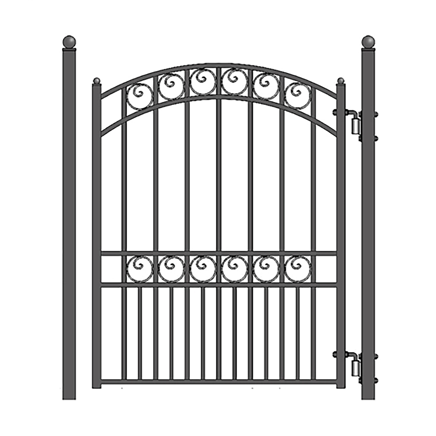 ALEKO DG14PARSSLPED Paris Style Single Slide Steel Driveway Gate 14' with Pedestrian Gate