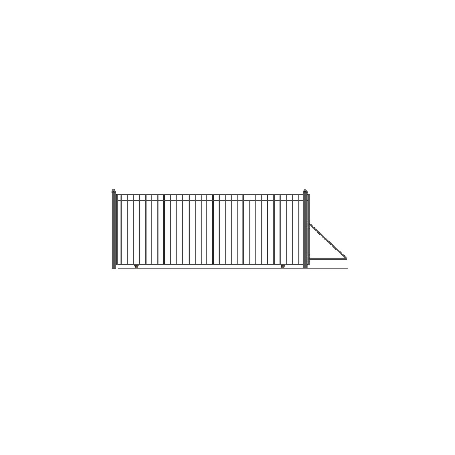 ALEKO DG20MADSSL Madrid Style Single Slide Black Iron Wrought Gate Driveway Gates 20 Feet