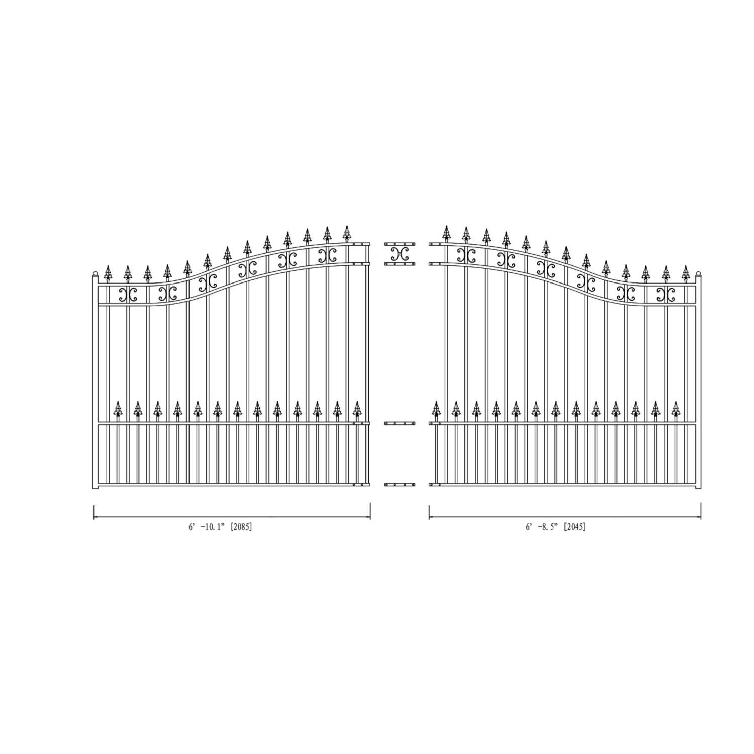 ALEKO DG14STPSSLPED St.Petersburg Style Slide Single Steel Driveway Gate 14' with Pedestrian Gate