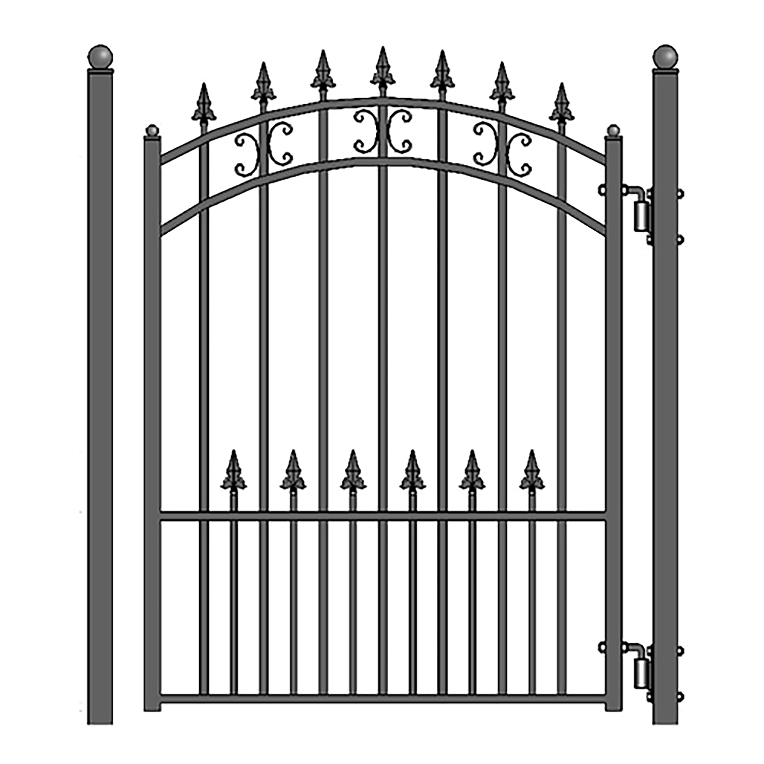 ALEKO DG14STPSSLPED St.Petersburg Style Slide Single Steel Driveway Gate 14' with Pedestrian Gate
