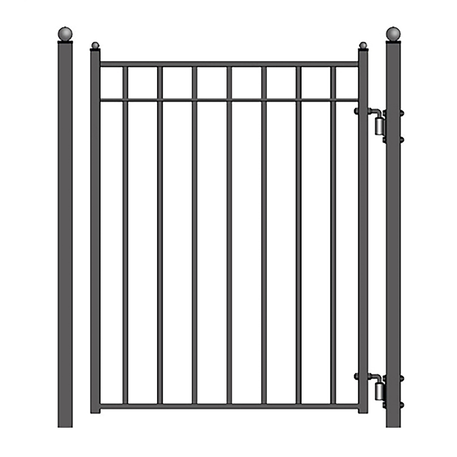 ALEKO DG25MADSSLPED Madrid Style Single Slide Black Iron Wrought Gate Driveway Gates 25 Feet with Pedestrian Gate