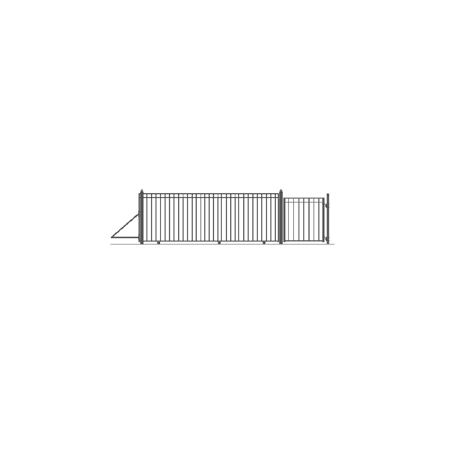 ALEKO DG30MADSSLPED Madrid Style Single Slide Black Iron Wrought Gate Driveway Gates 30 Feet with Pedestrian Gate