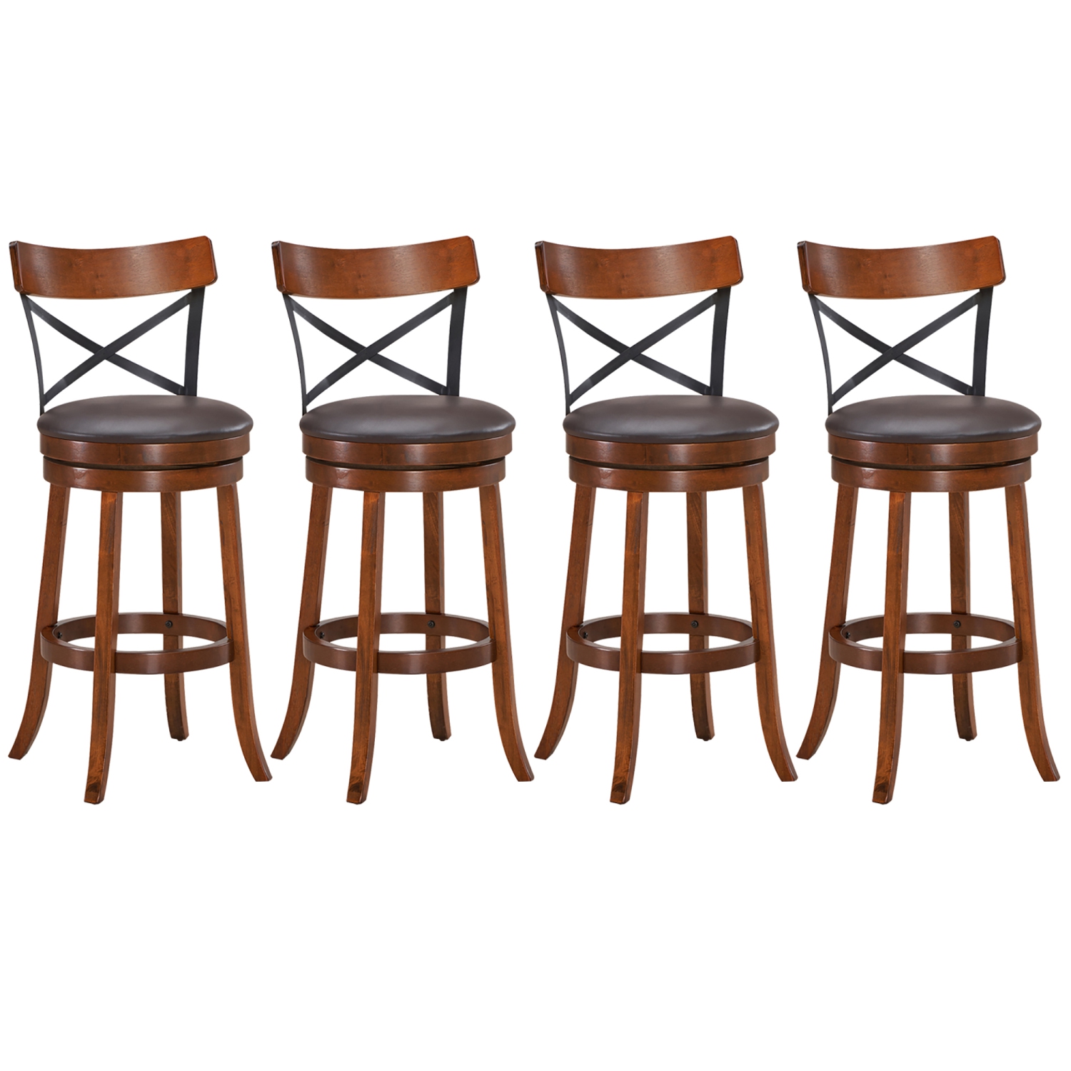 Costway Set of 4 Bar Stools Swivel 29.5'' Dining Bar Chairs with Rubber Wood Legs