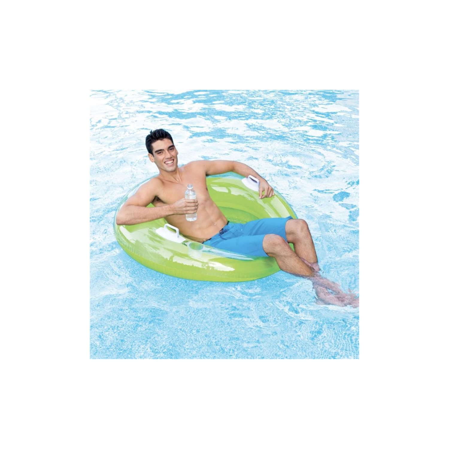 Intex – Chaise de piscine gonflable avec porte-gobelet, 47 po de diamètre, vert