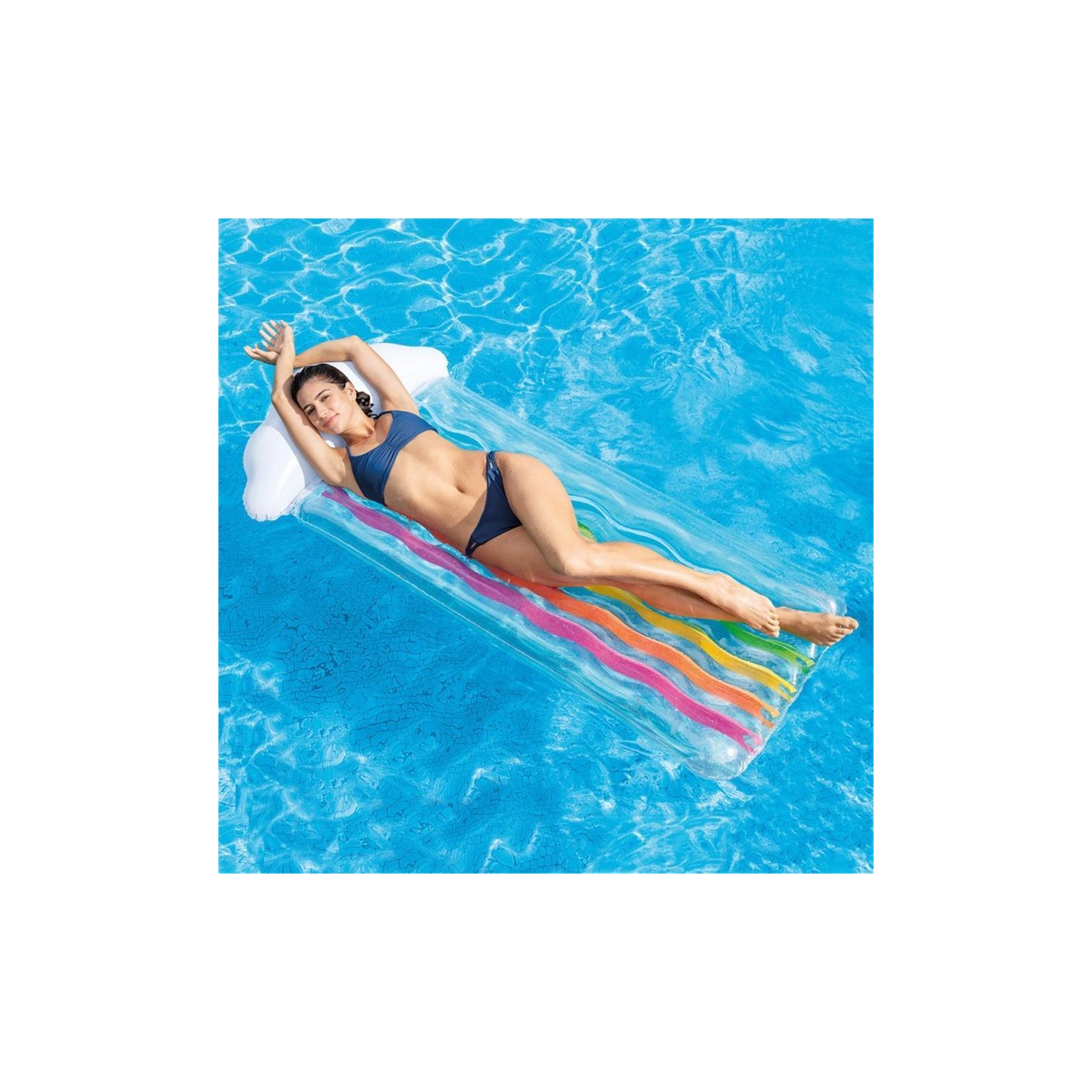Intex - Matelas Gonflable pour Piscine, 71'' x 34'', Motif Nuage et Arc-en-Ciel