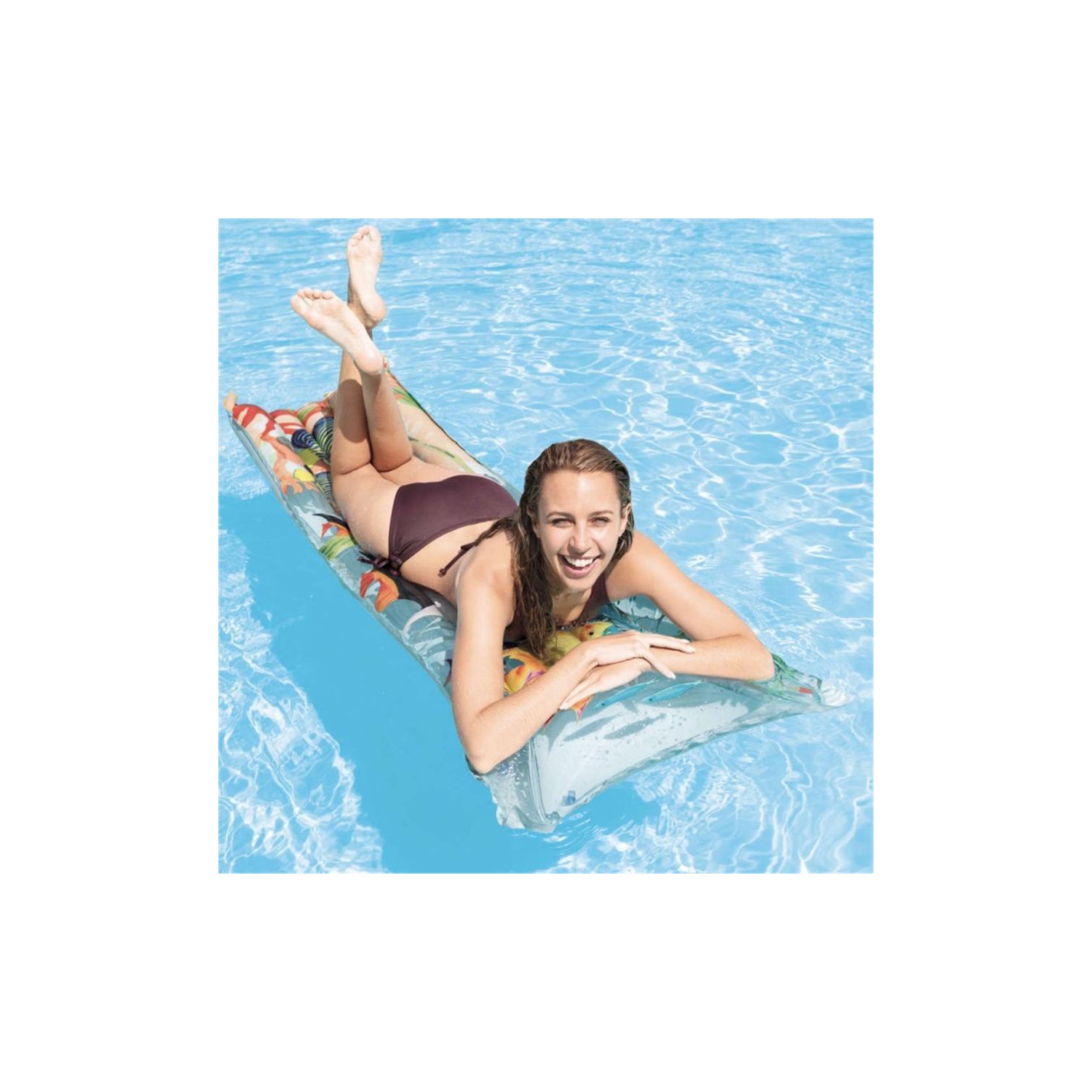 Intex - Matelas Gonflable pour Piscine, 72'' x 27'', Motif Poisson