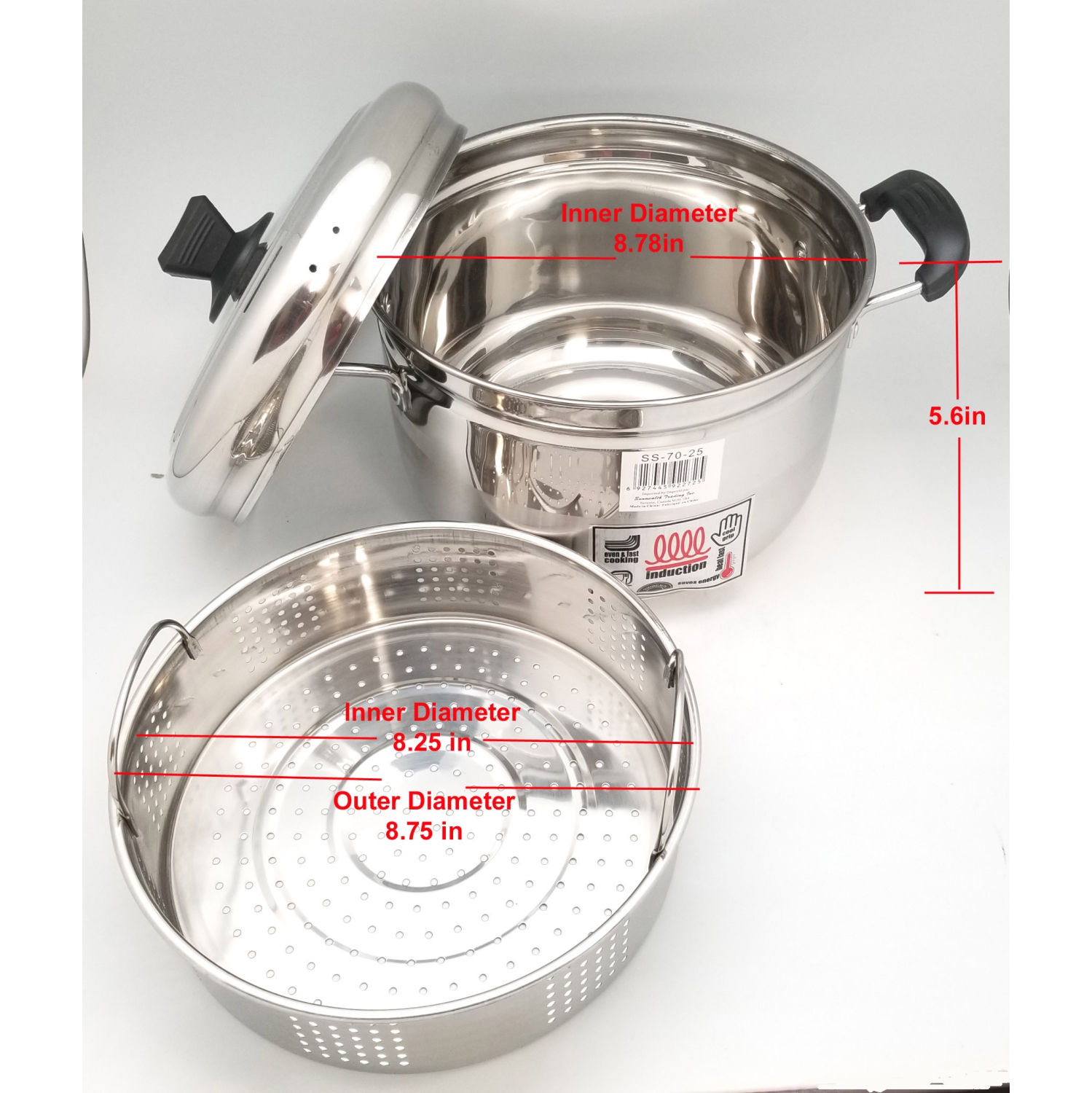 Sunwealth Multi-purpose Japanese style Stainless Steel Steamer - 5.9 Quarts
