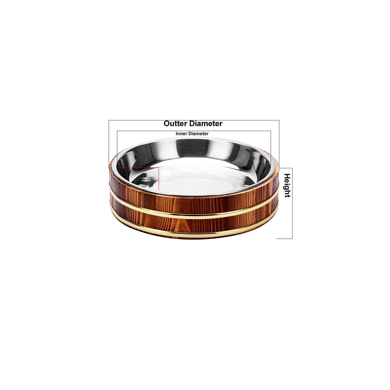 Sunwealth Plateau en bois japonais de sushi / sashimi de 29CM avec la plaque d'acier inoxydable