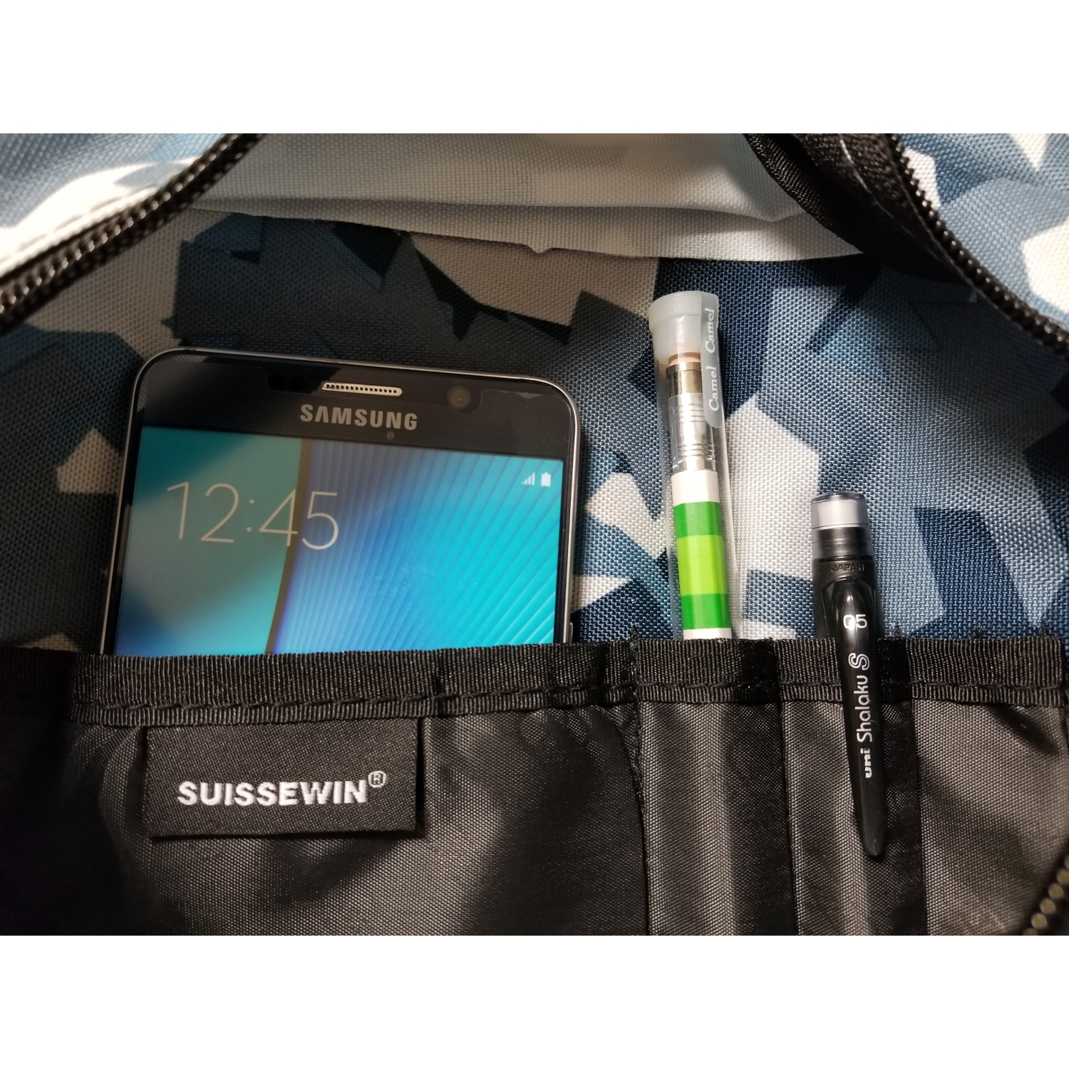 SUISSEWIN Water Resistance Unisex Backpack - 35L -Camouflage Blue