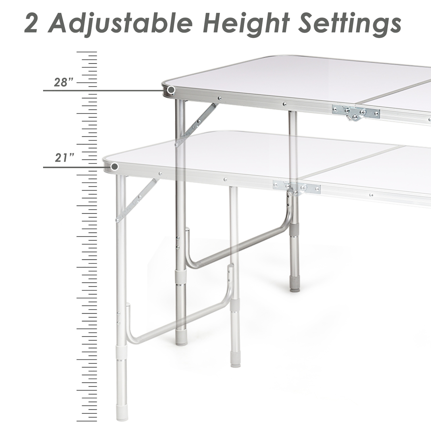 Costway Adjustable Camping Table Aluminum w/ Storage Organizer