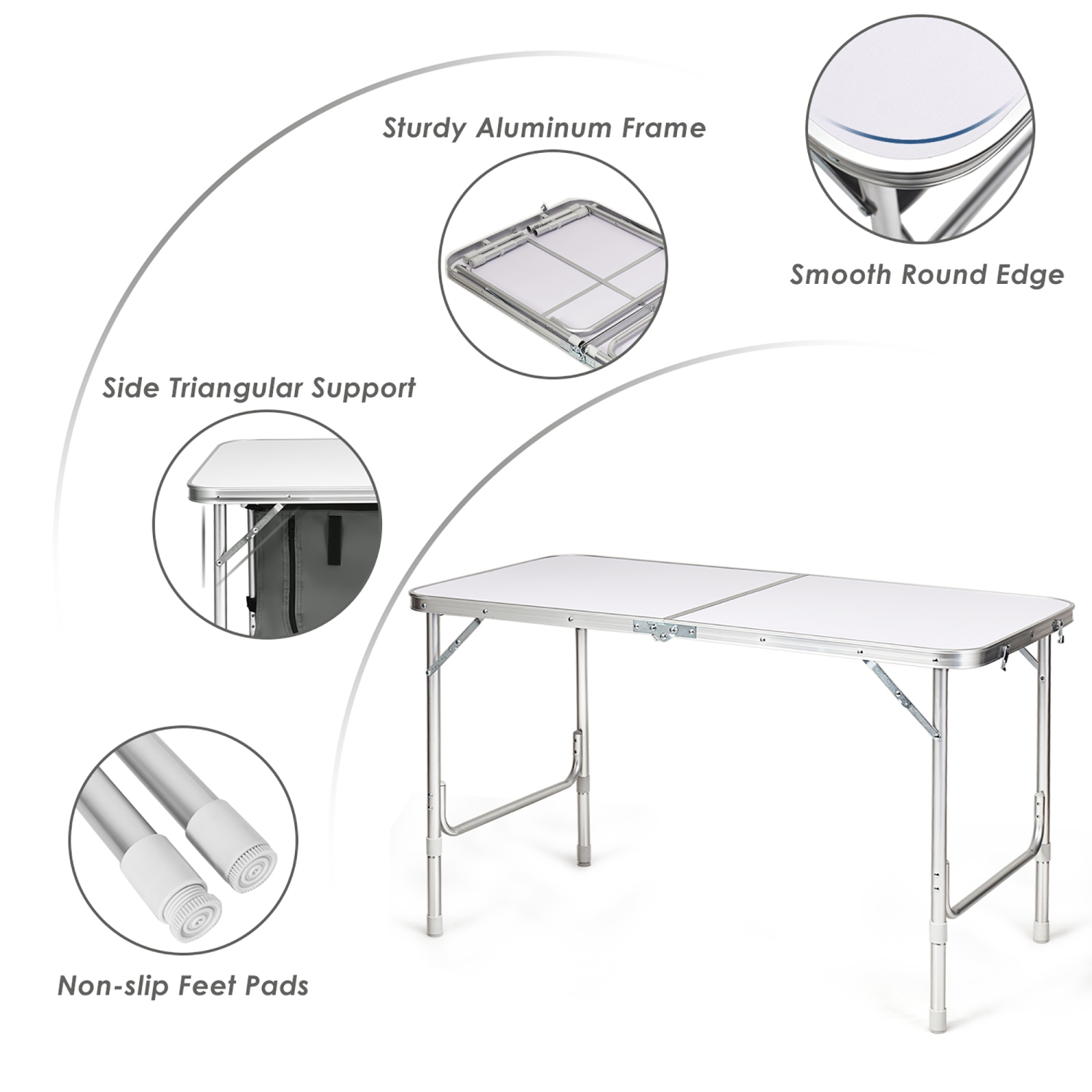 Costway Adjustable Camping Table Aluminum w/ Storage Organizer